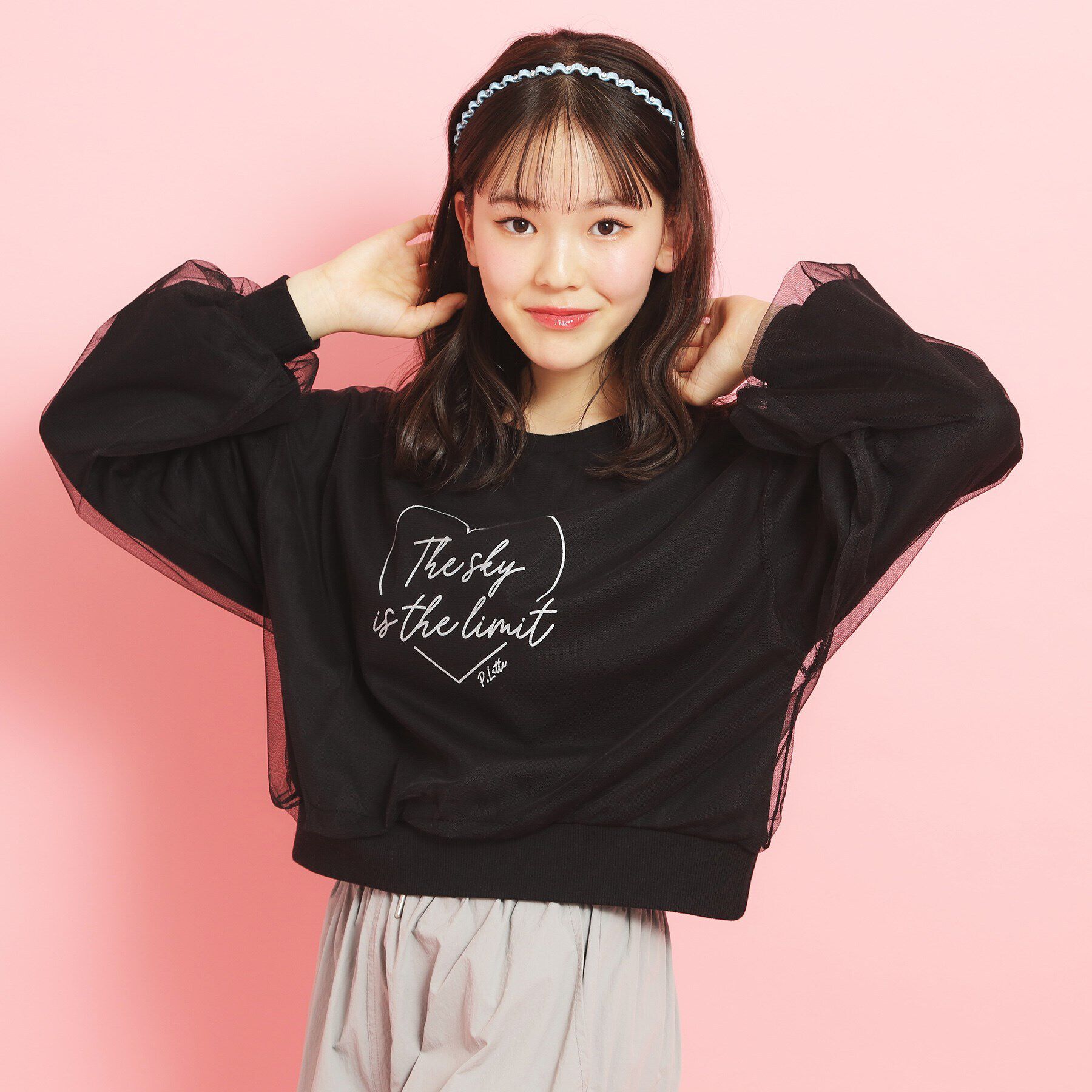 PINK-latte「ミニ裏毛 チュールスウェット」|その他|