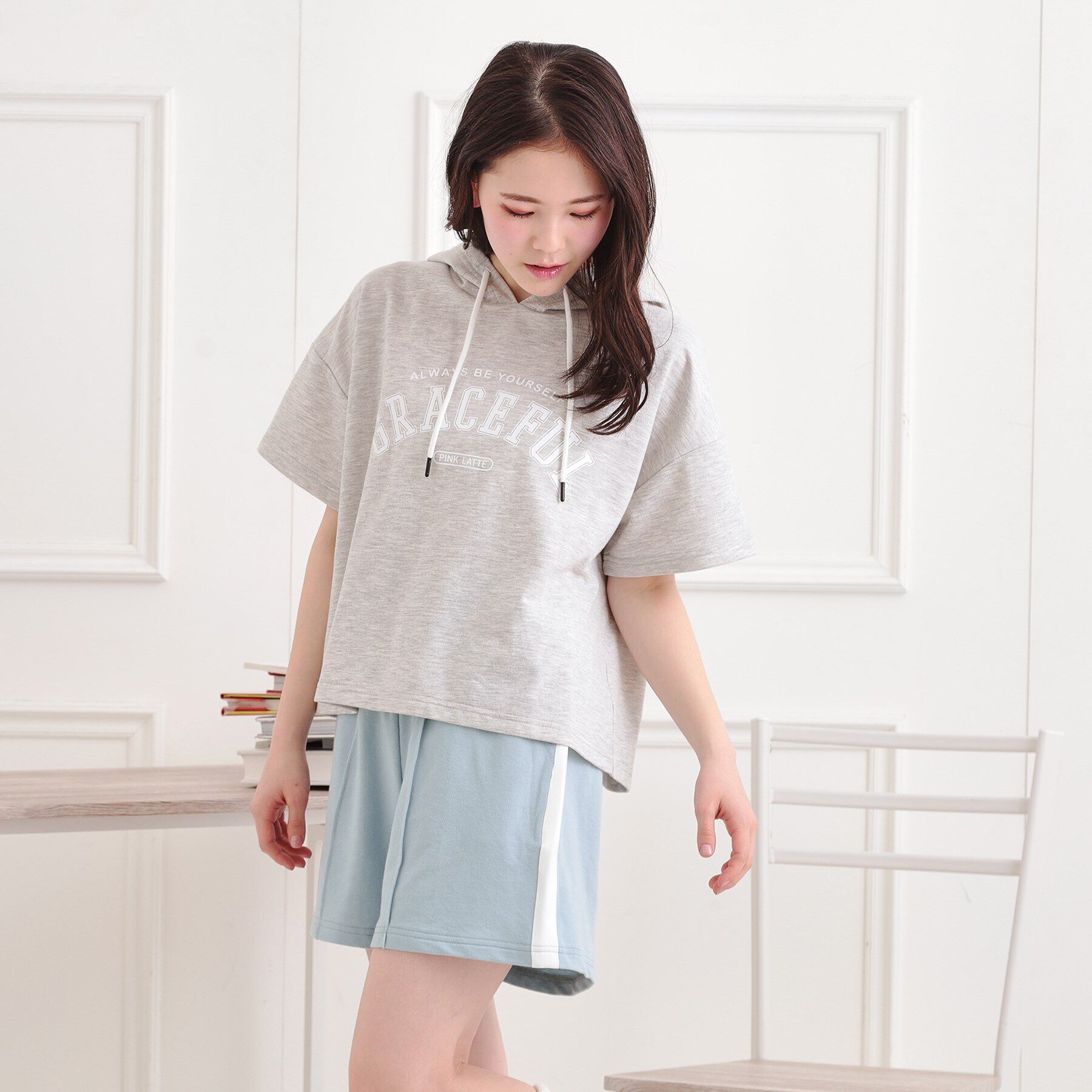 PINK-latte「【セットアイテム】半袖パーカー＋ハーフパンツ」|その他|