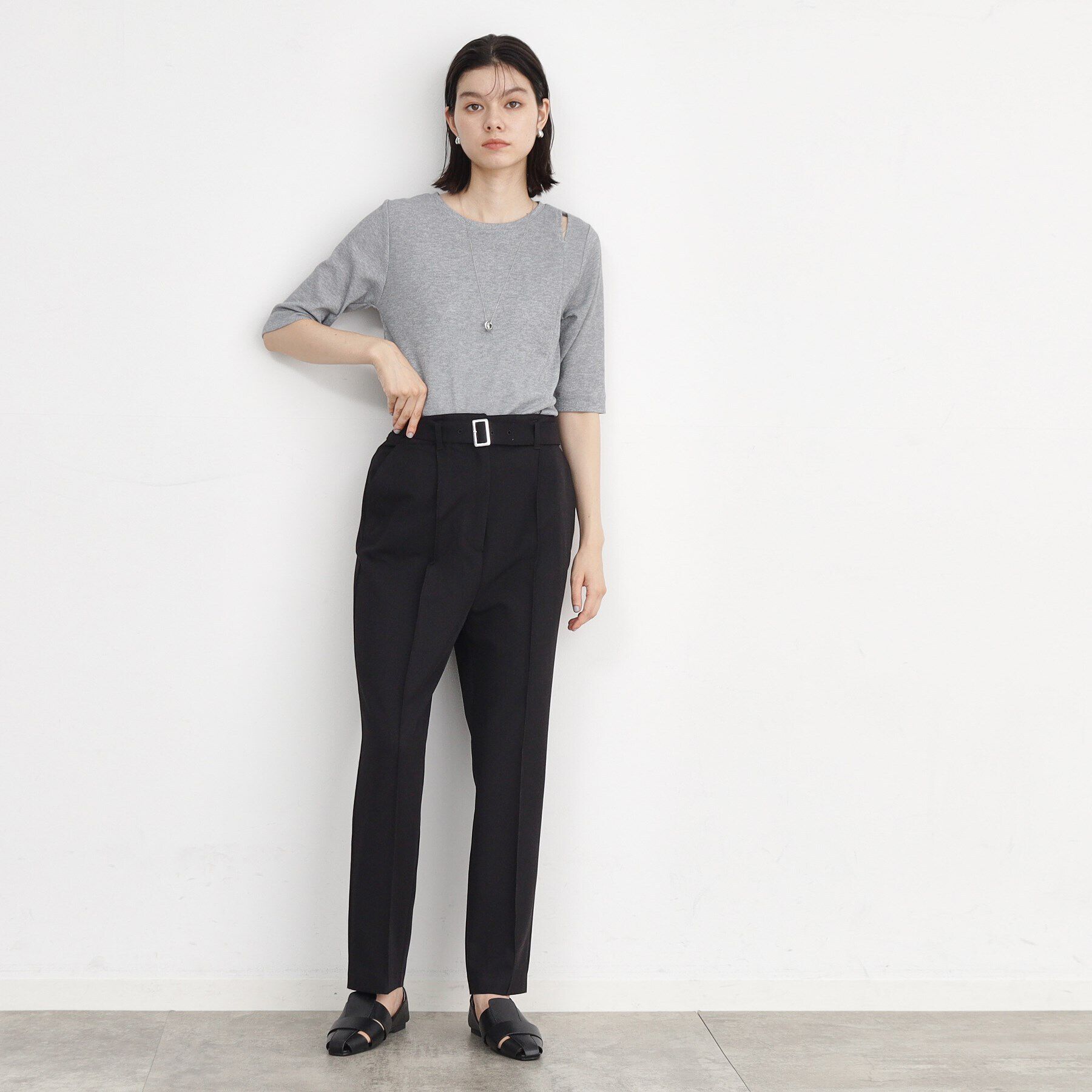 THE SHOP TK「【美シルエット/スタイルUP】ベルト付テーパードパンツ/洗える」|その他|