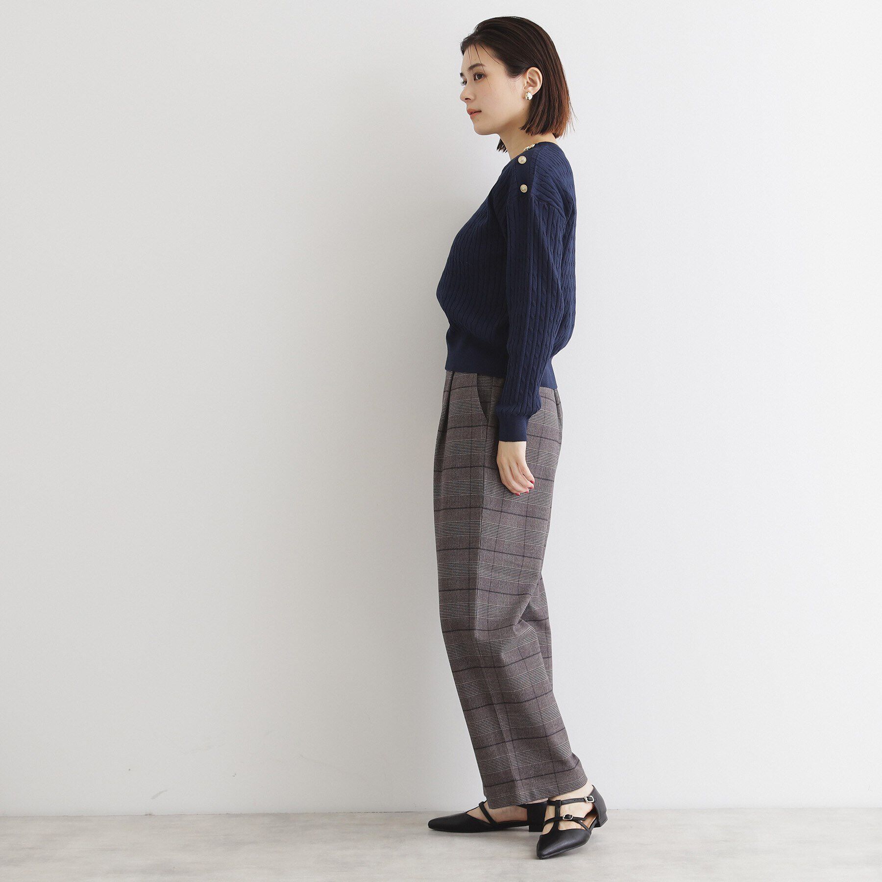 THE SHOP TK「リブケーブル金ボタンニット【洗濯機OK】」|ニット・セーター|