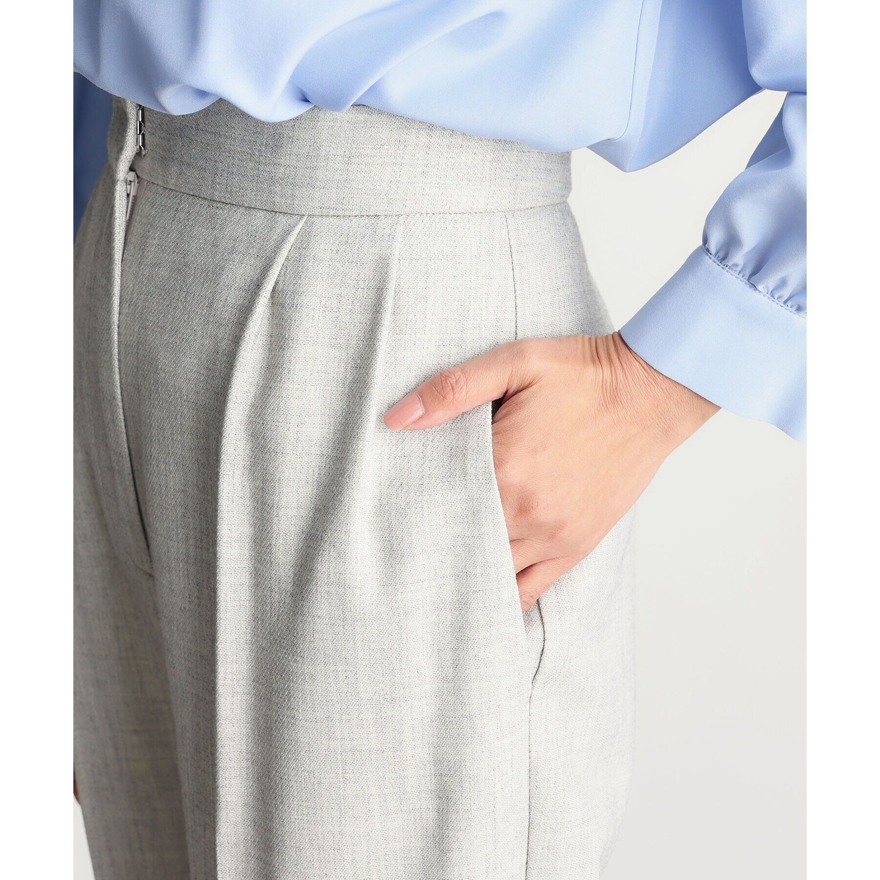 THE SHOP TK「【ONOFF活躍/セレモニー/通勤】杢調カルゼテーパードパンツ/洗える」|その他|