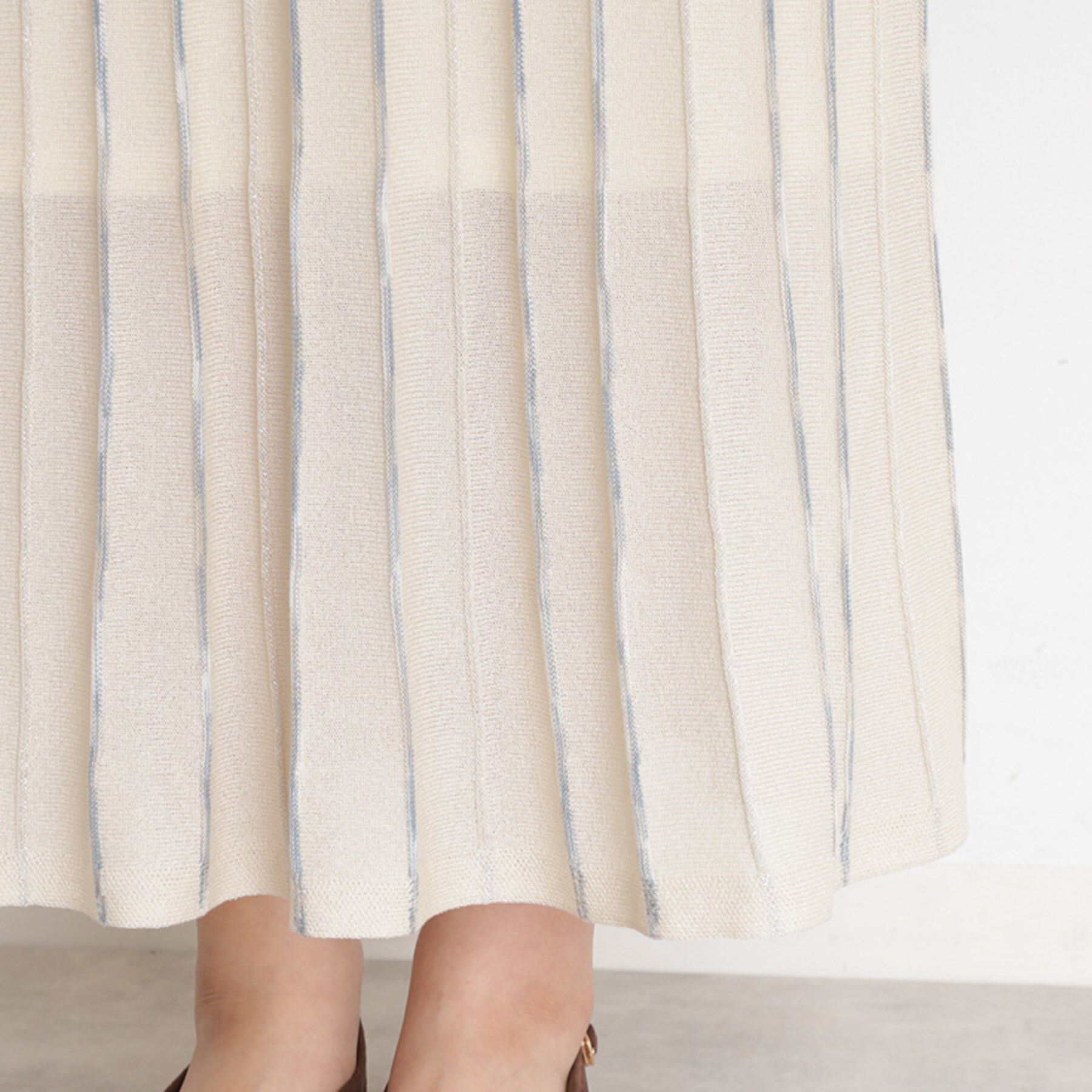 THE SHOP TK「ラメシアーストライプスカート【毛玉になりにくい/洗濯機OK】」|スカート|