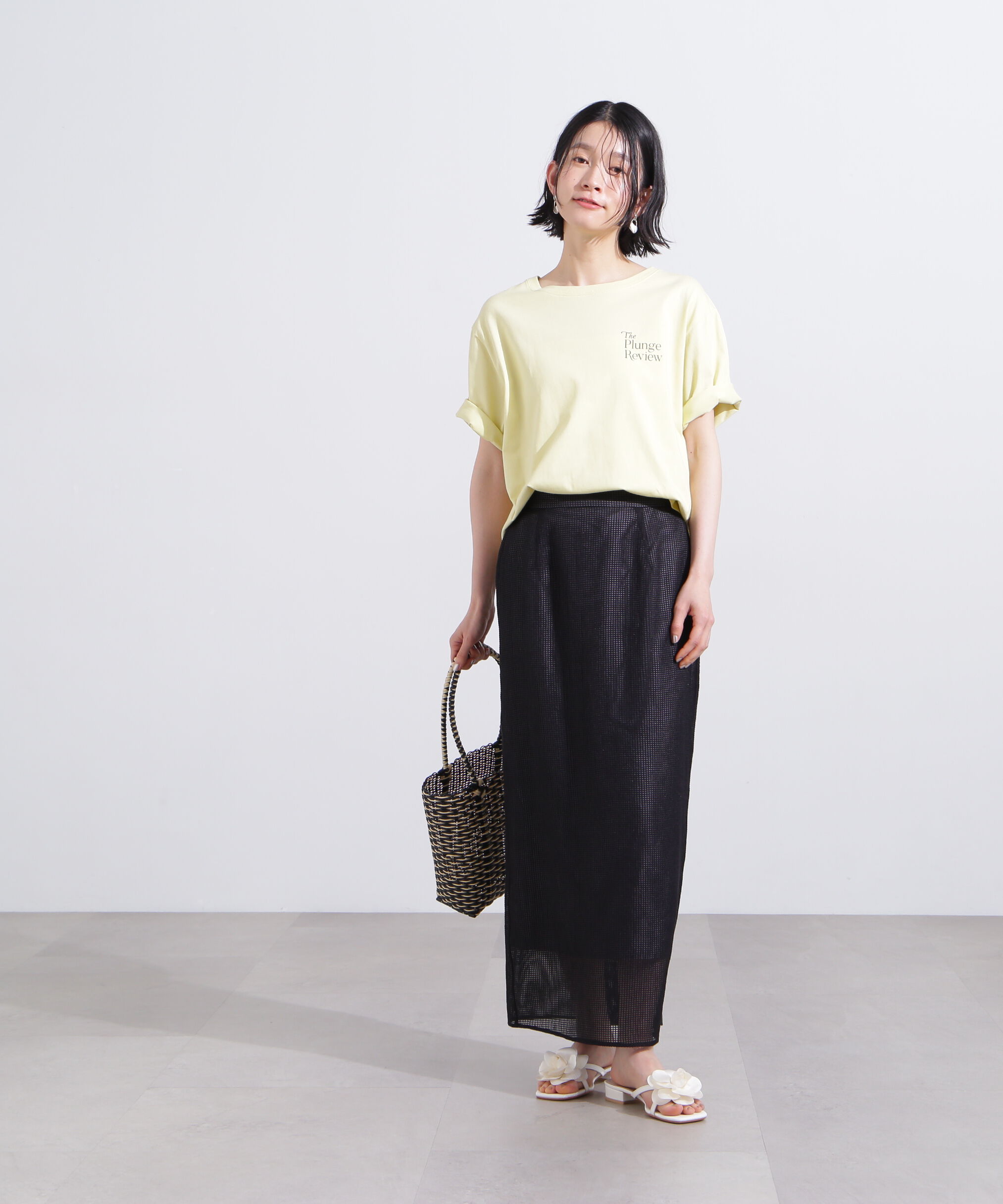  「メッシュチェックナロースカート」|スカート|