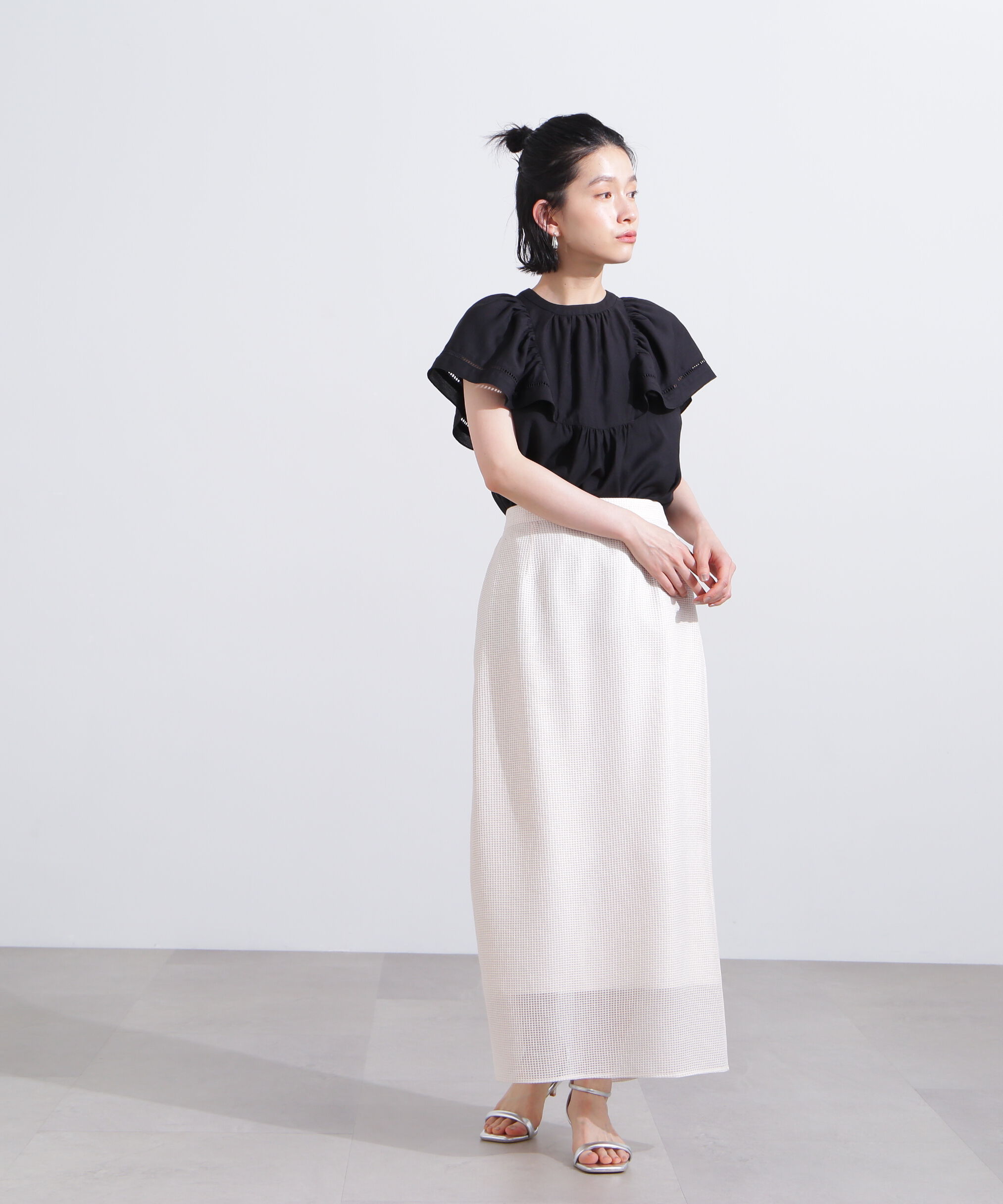  「メッシュチェックナロースカート」|スカート|