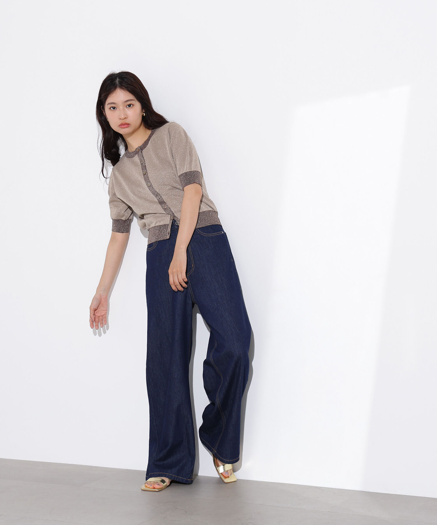  「バイカラーラメカーディガン」|ニット・セーター|