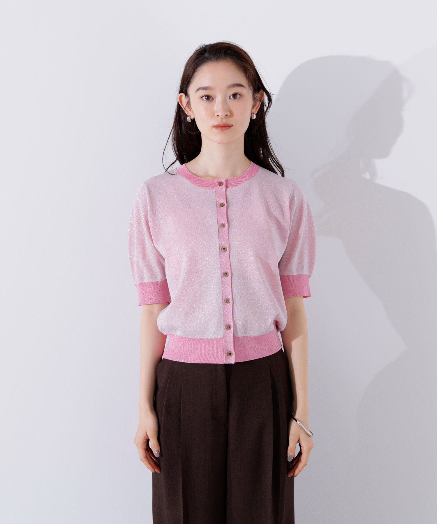  「バイカラーラメカーディガン」|ニット・セーター|