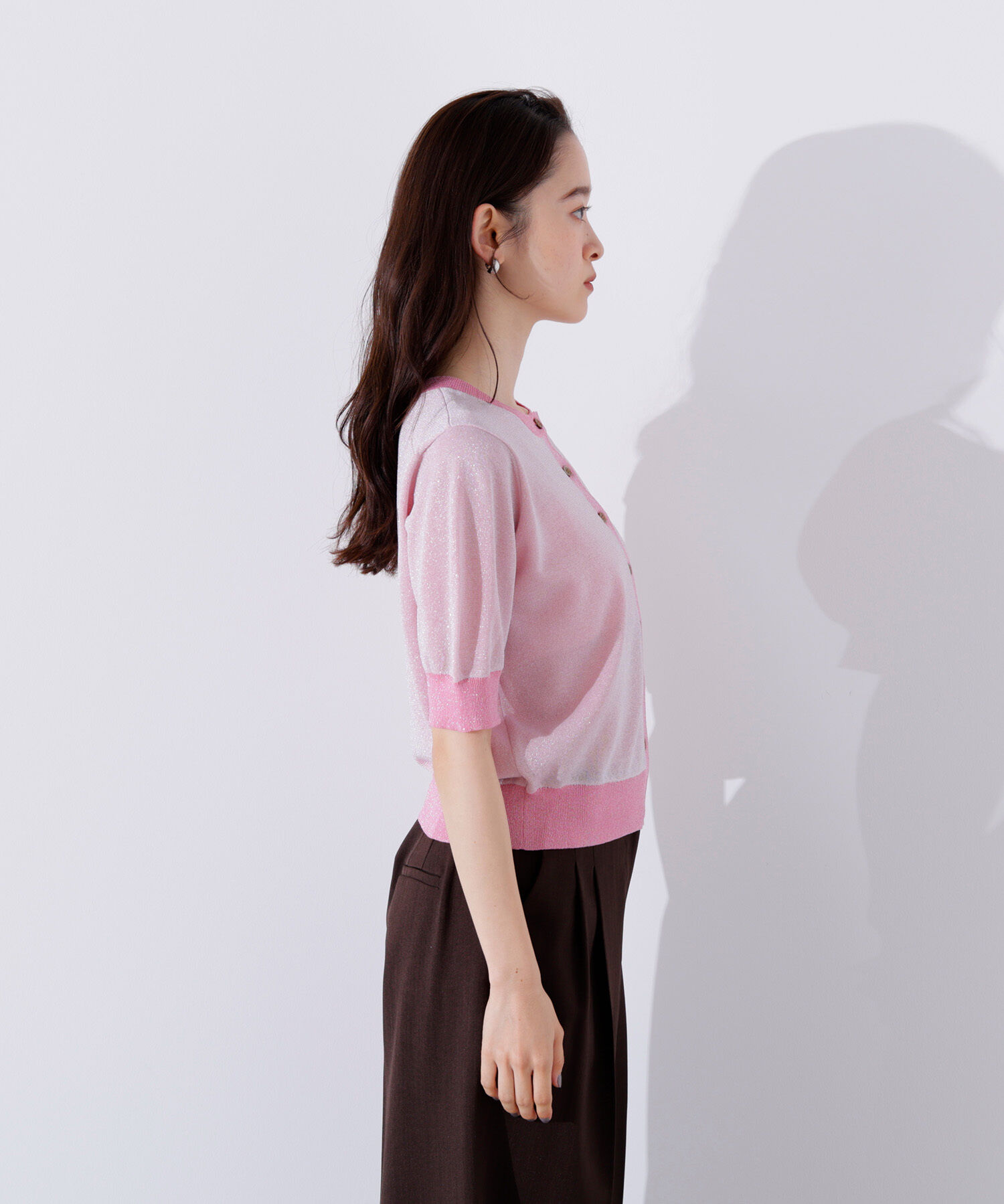  「バイカラーラメカーディガン」|ニット・セーター|