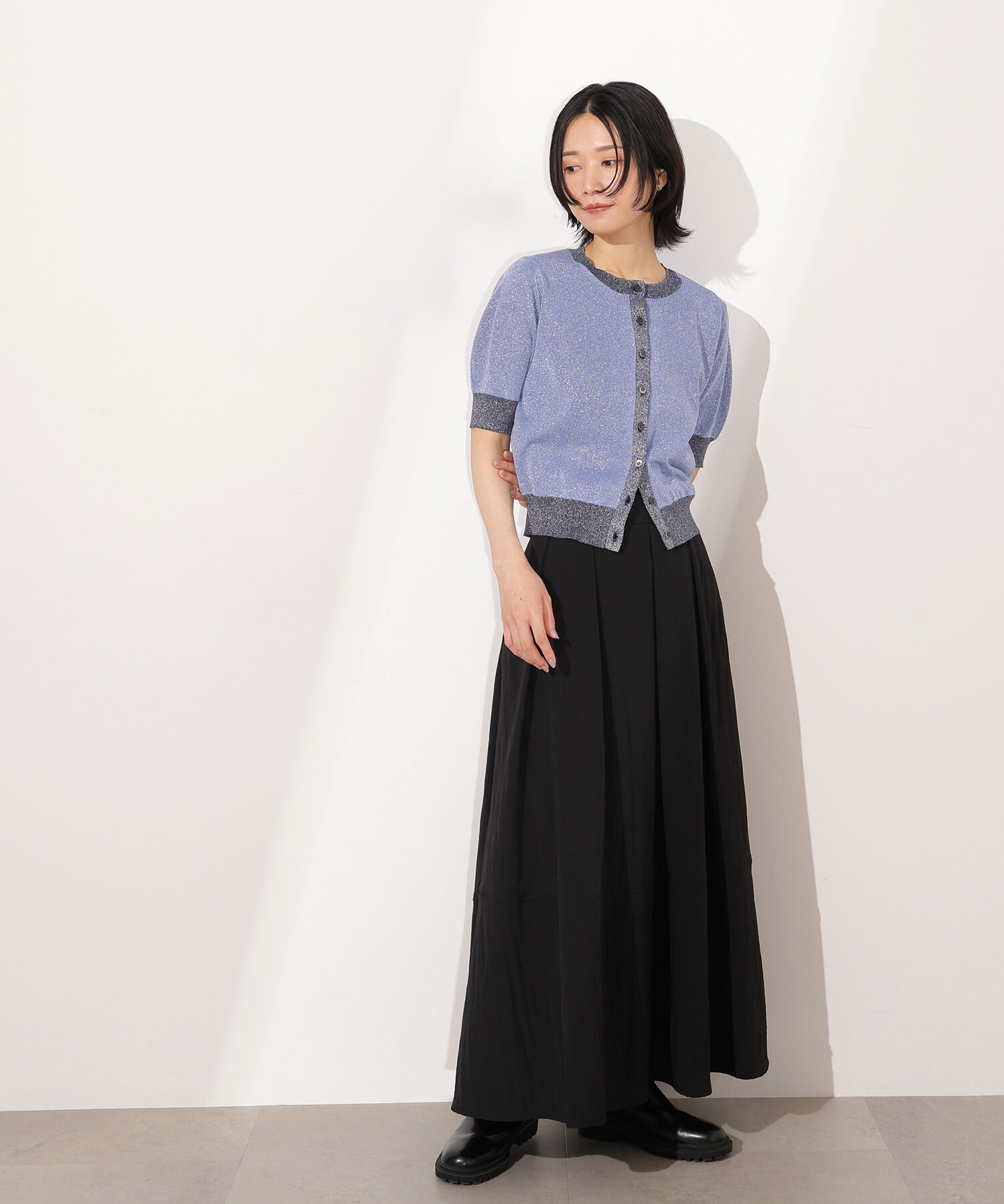  「バイカラーラメカーディガン」|ニット・セーター|