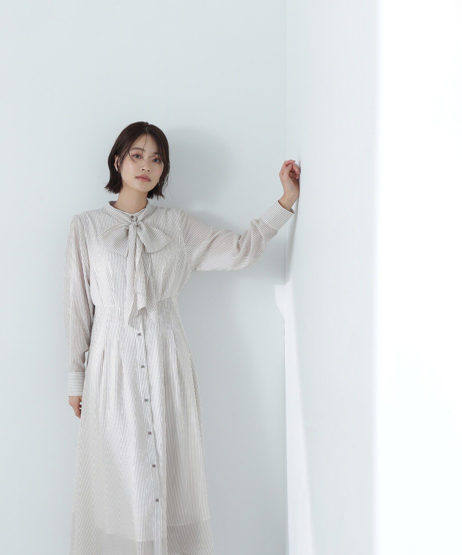  「シアーストライプボウタイワンピース」|ワンピース|