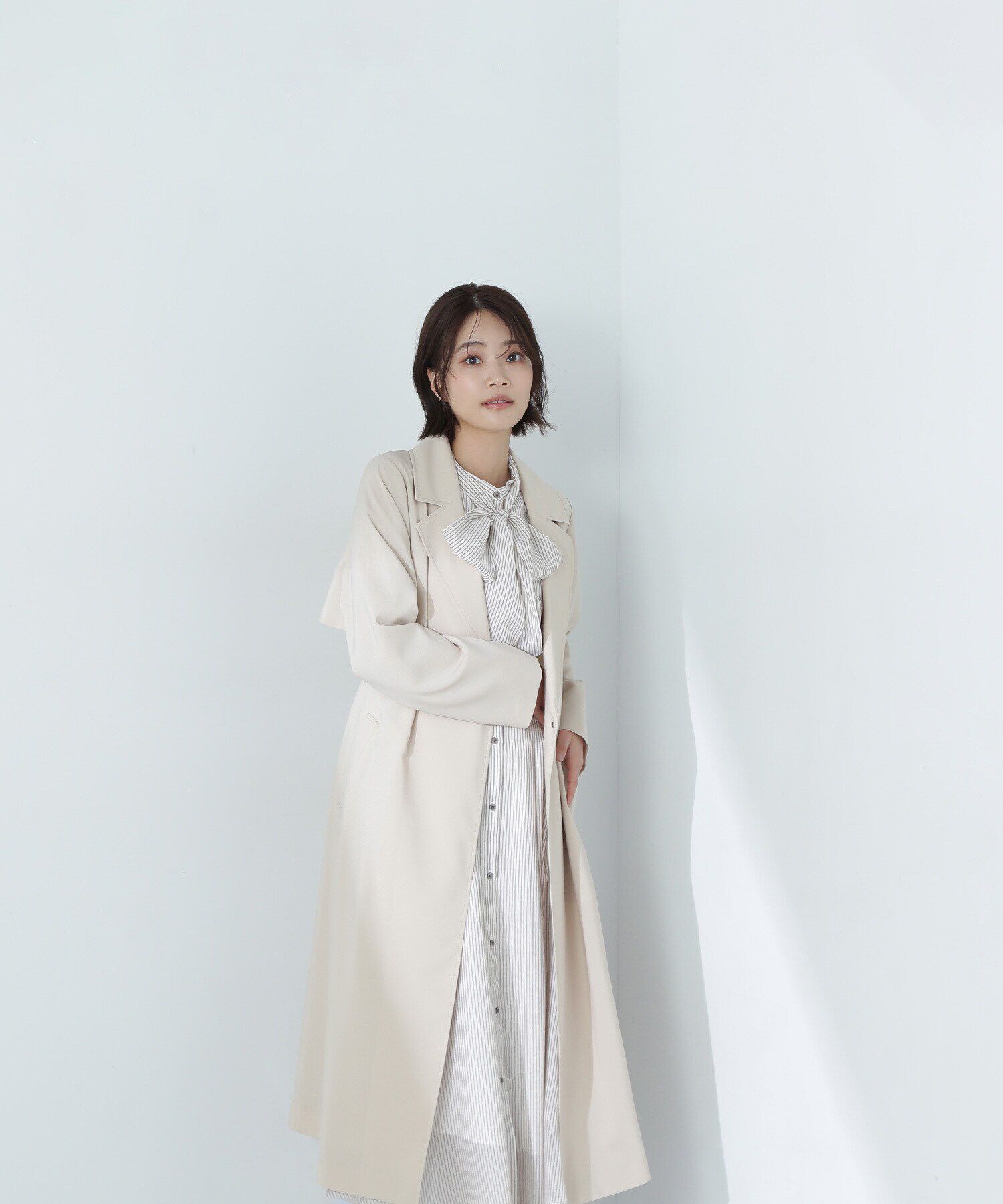  「シアーストライプボウタイワンピース」|ワンピース|