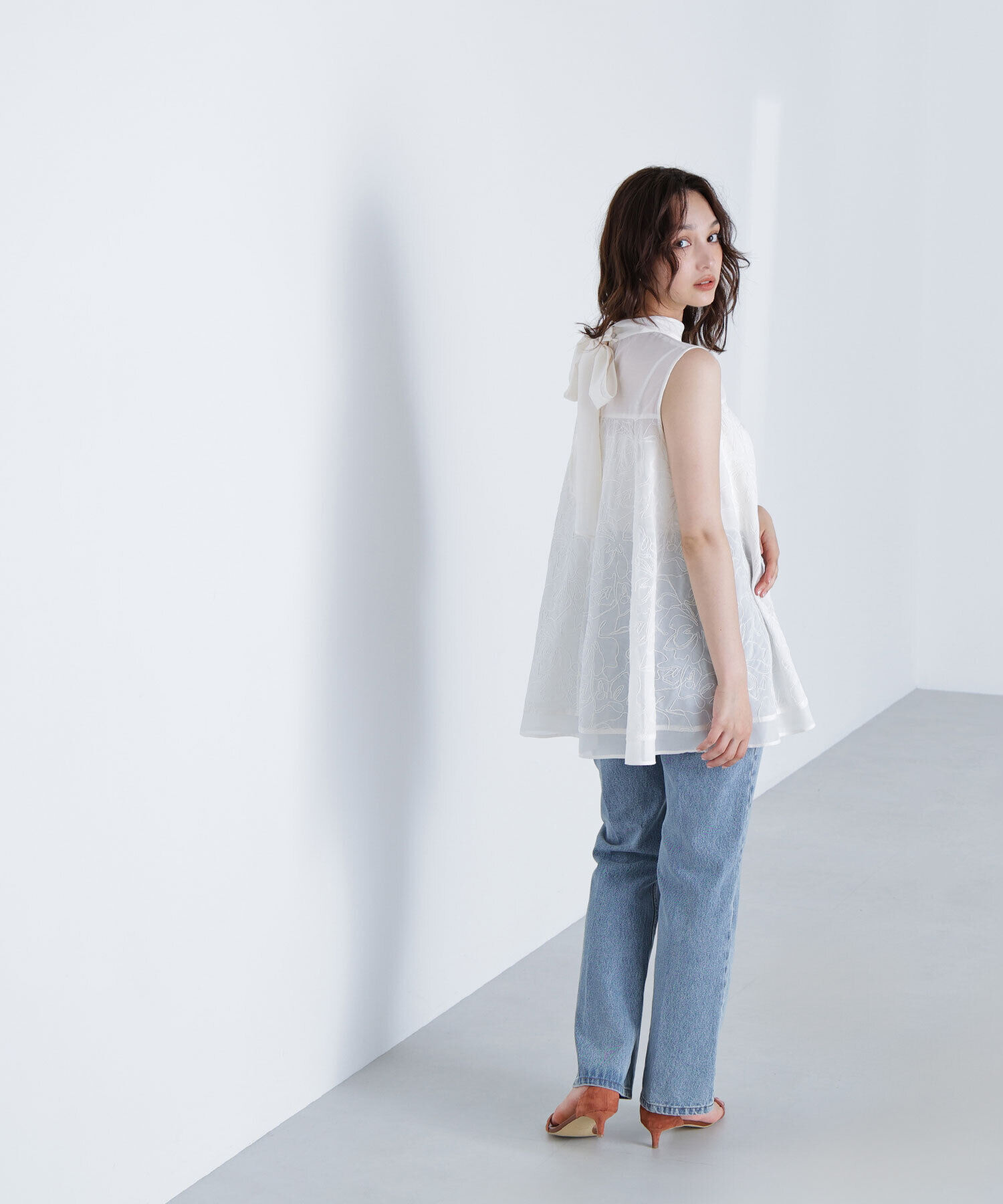  「コード刺繍Aラインブラウス」|シャツ・ブラウス|