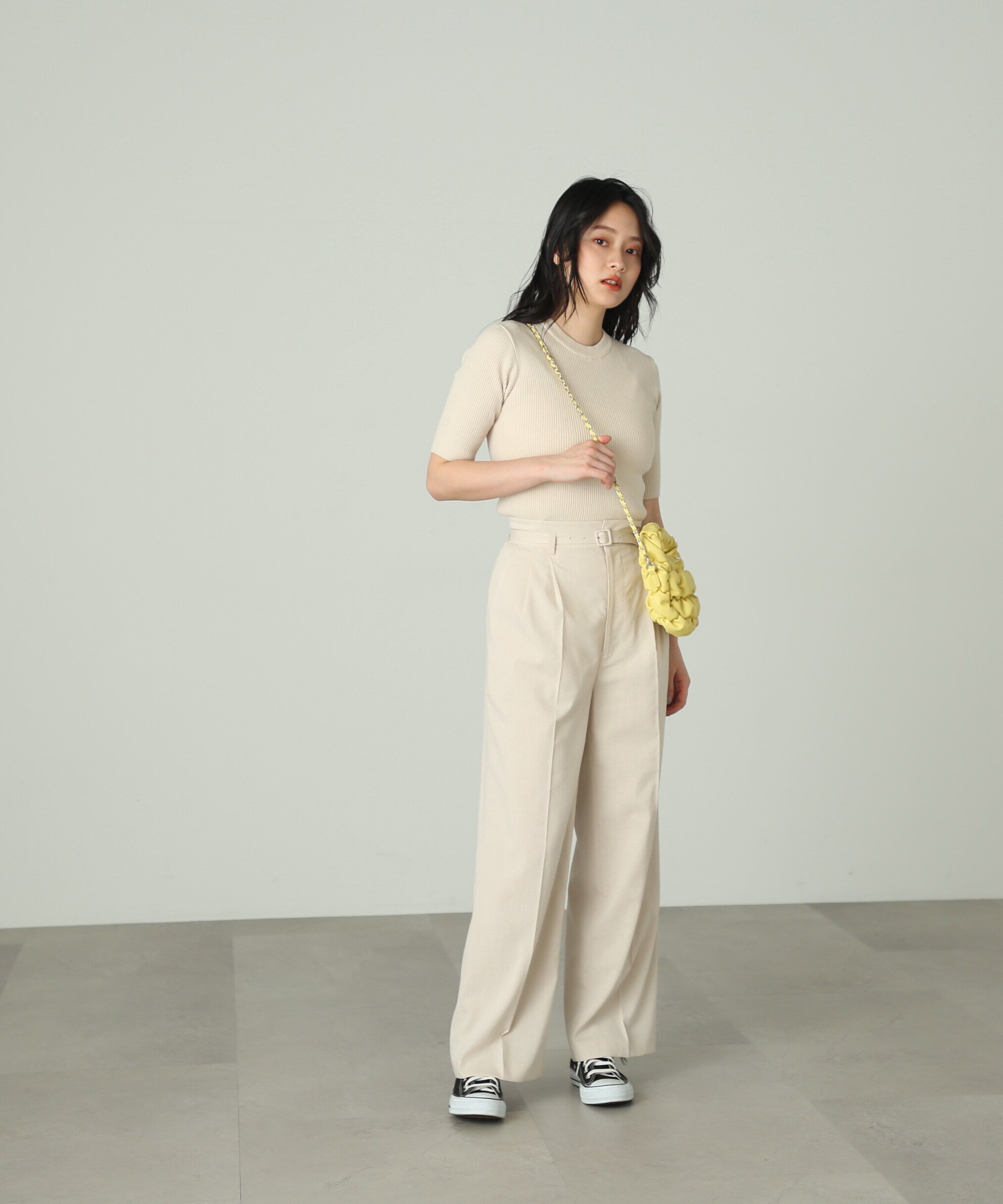  「［洗える］マシンウォッシャブルオーガニックコットン半袖ニット」|ニット・セーター|