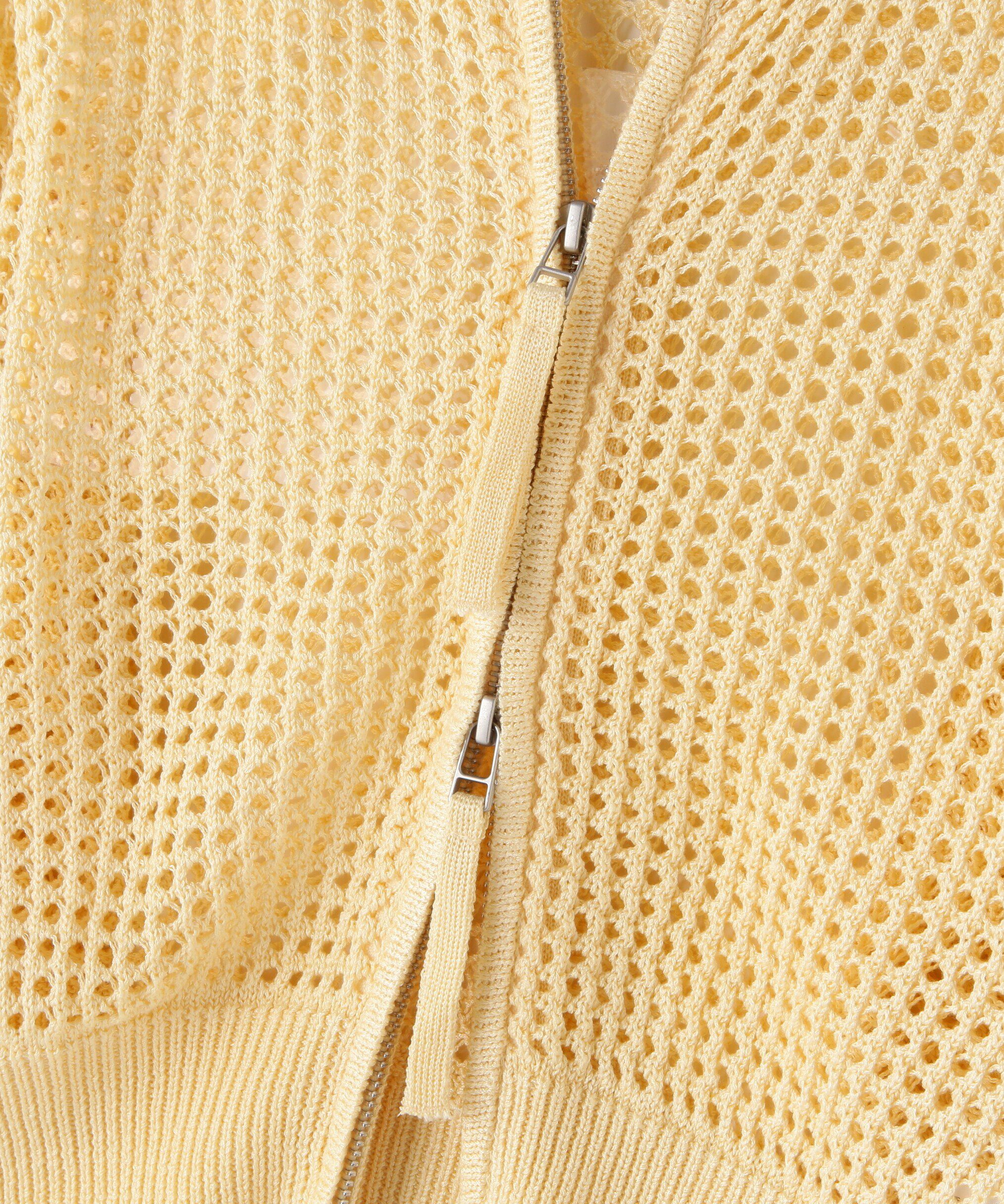  「フロントジップラメメッシュカーディガン」|ニット・セーター|