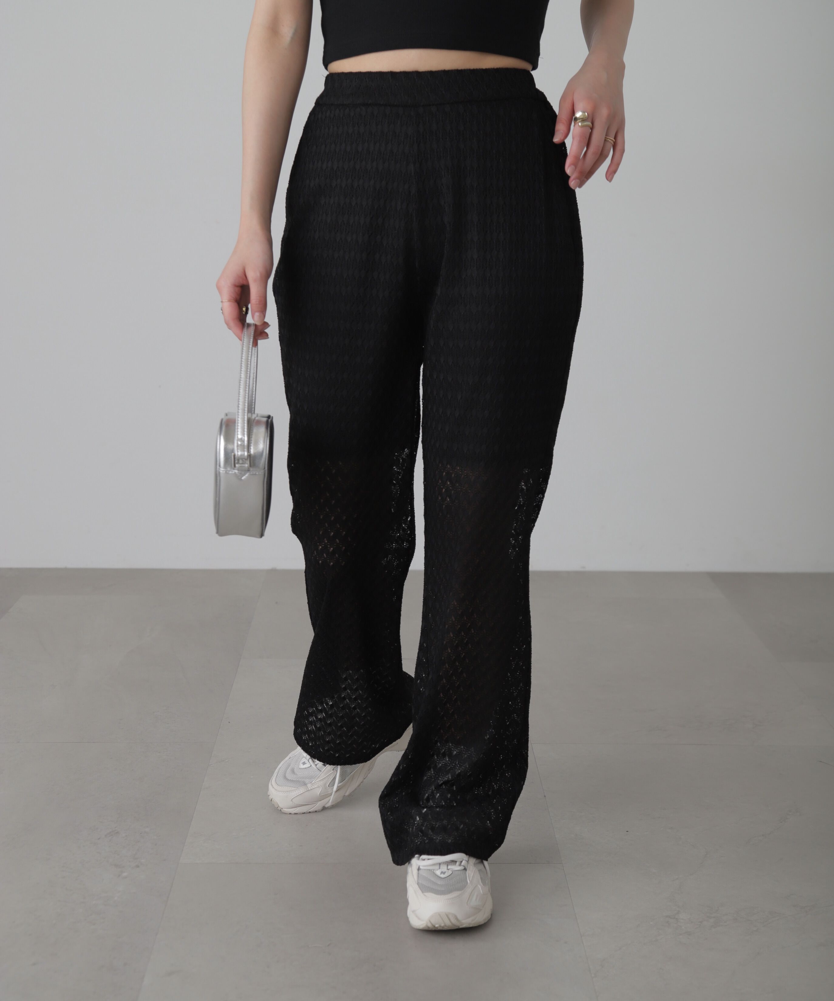  「レースフレアパンツ」|その他|ブラック