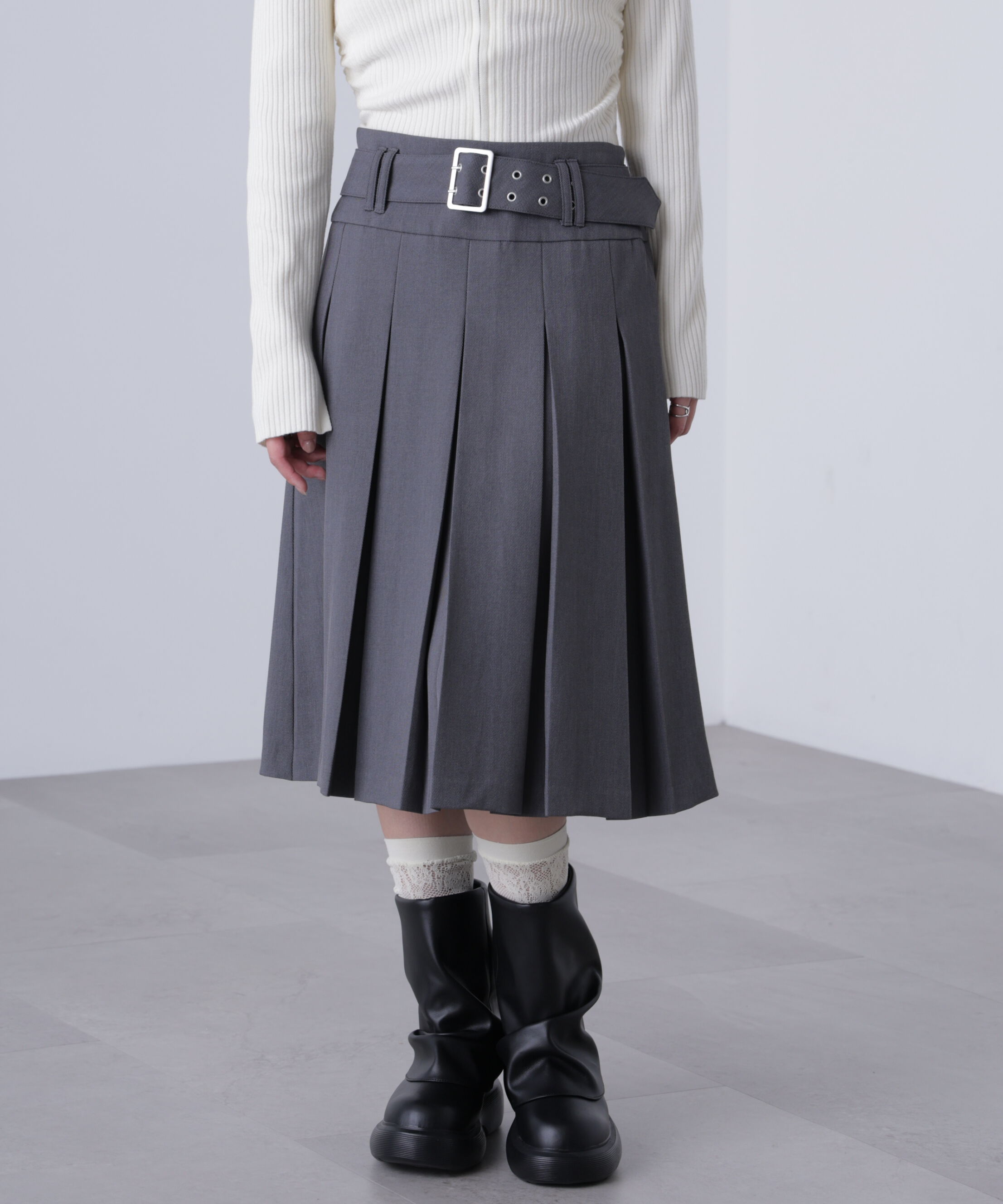  「タックプリーツミディスカート」|スカート|