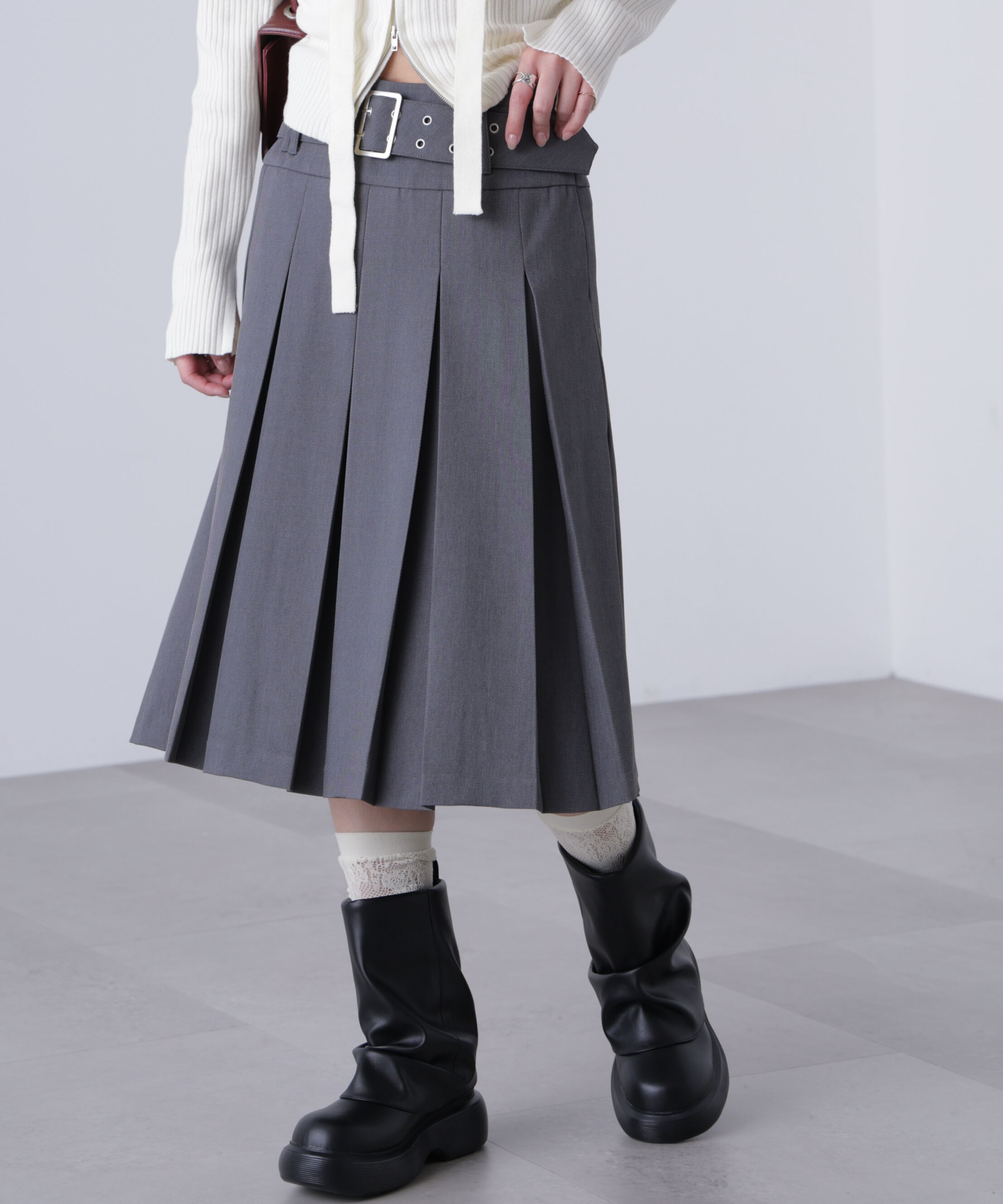  「タックプリーツミディスカート」|スカート|