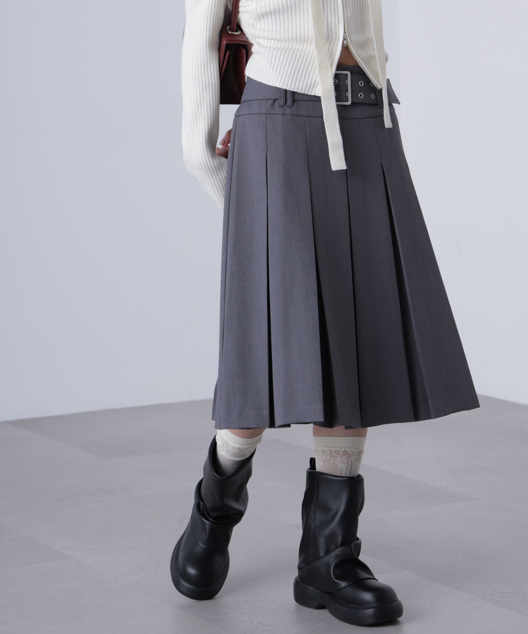  「タックプリーツミディスカート」|スカート|