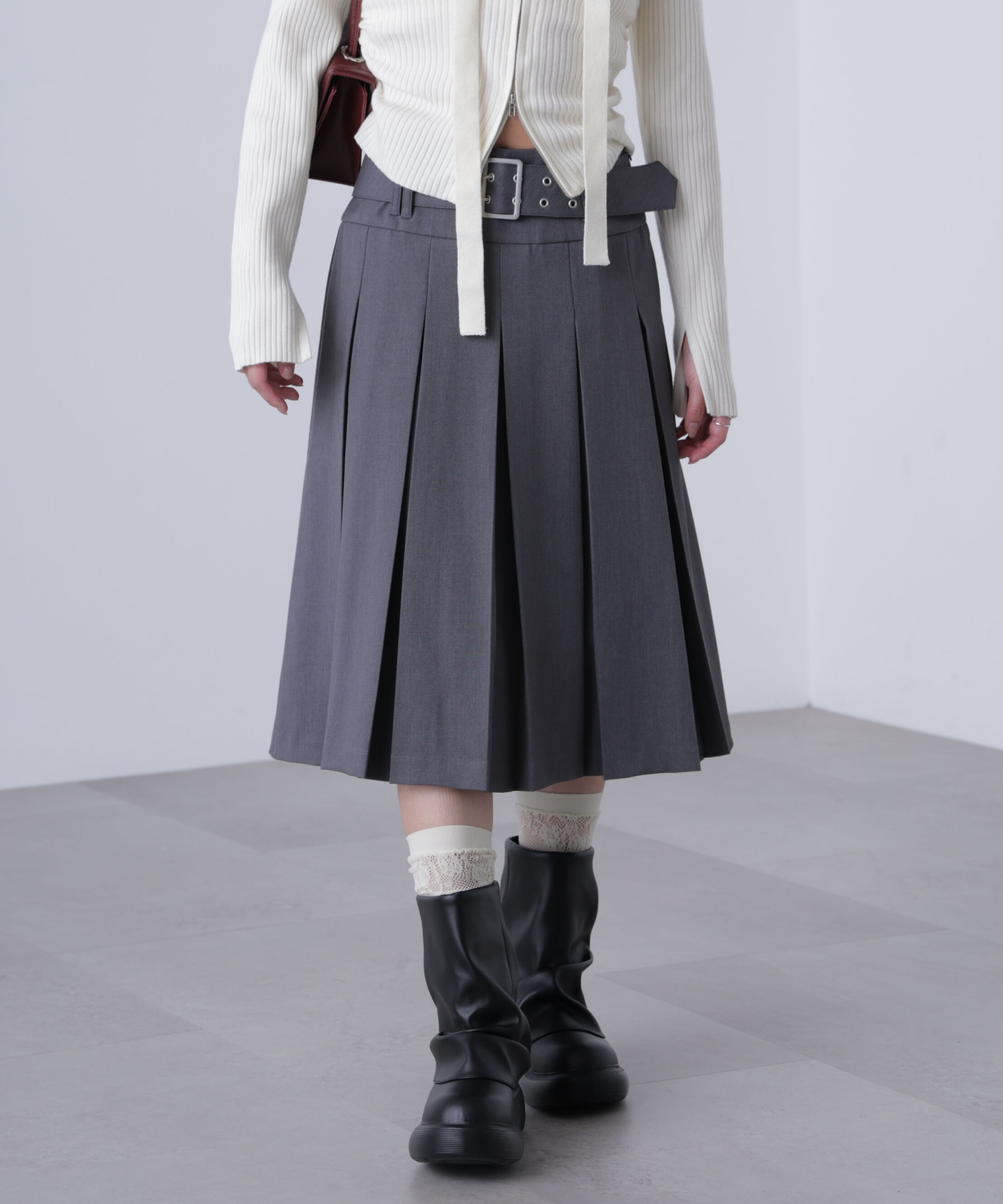  「タックプリーツミディスカート」|スカート|