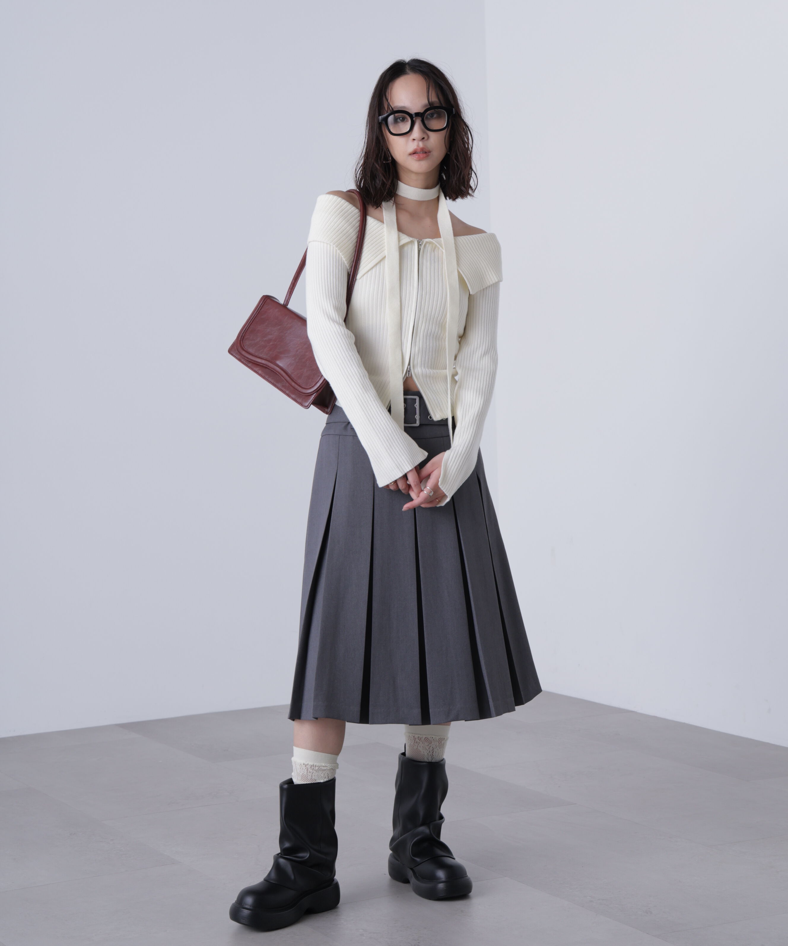  「タックプリーツミディスカート」|スカート|