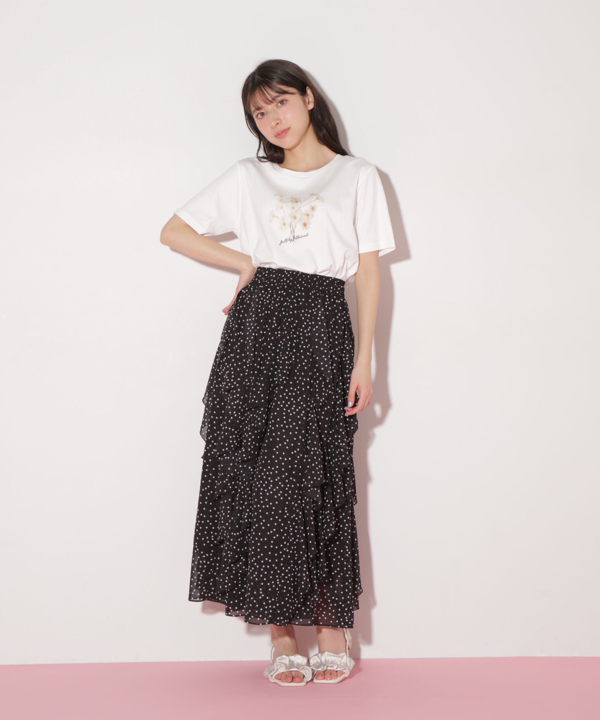  「アートフラワープリントTシャツ」|Tシャツ・カットソー|