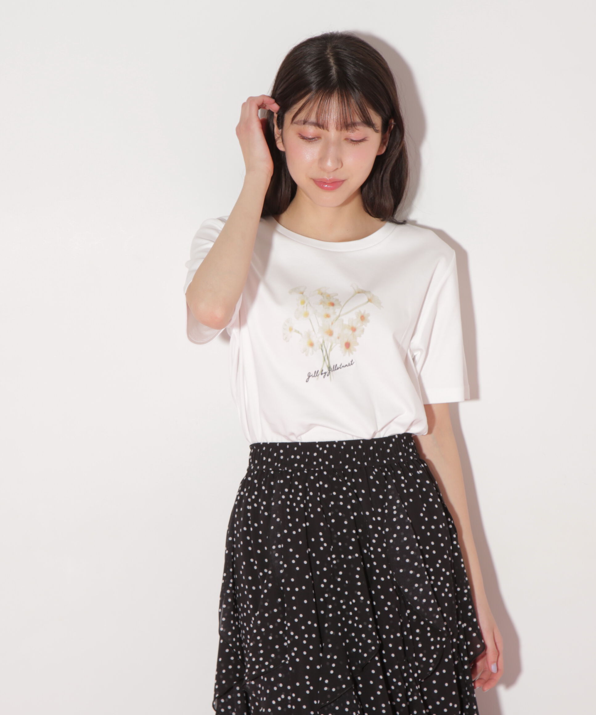  「アートフラワープリントTシャツ」|Tシャツ・カットソー|