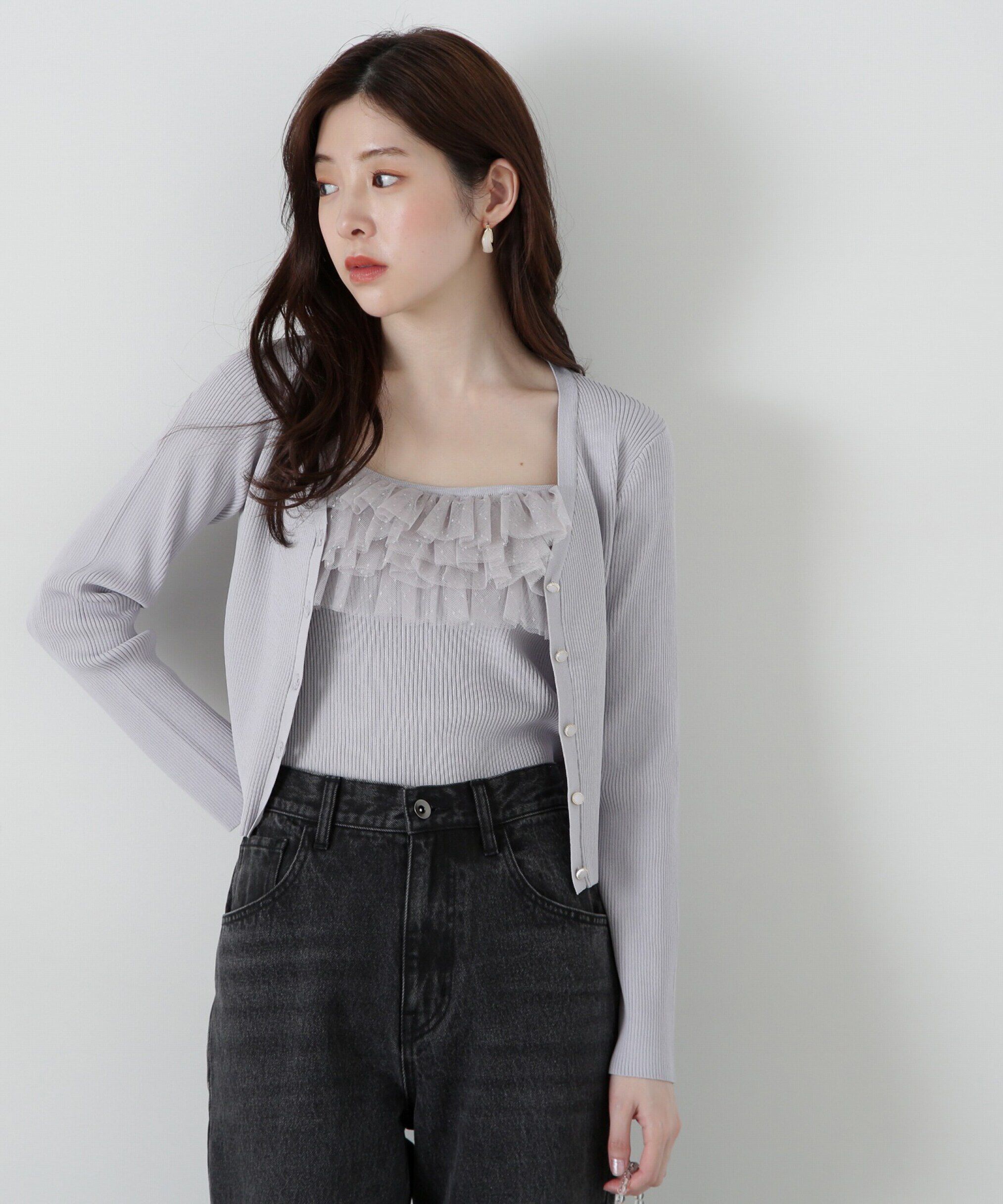 PROPORTION BODY DRESSING「チュール付きアンサンブルニット」|ニット・セーター|