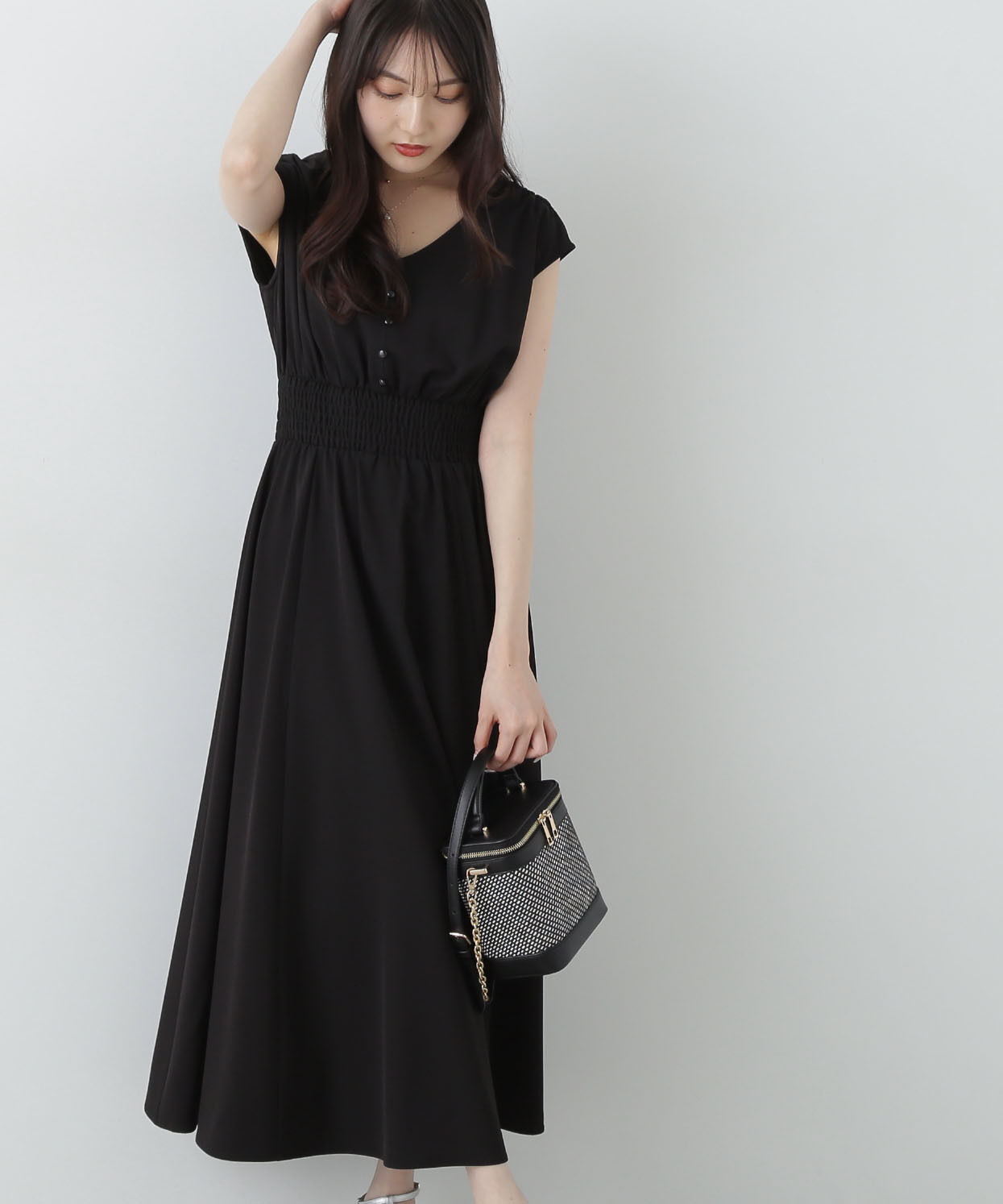 PROPORTION BODY DRESSING「ウエストシャーリングVネックワンピース」|ワンピース|