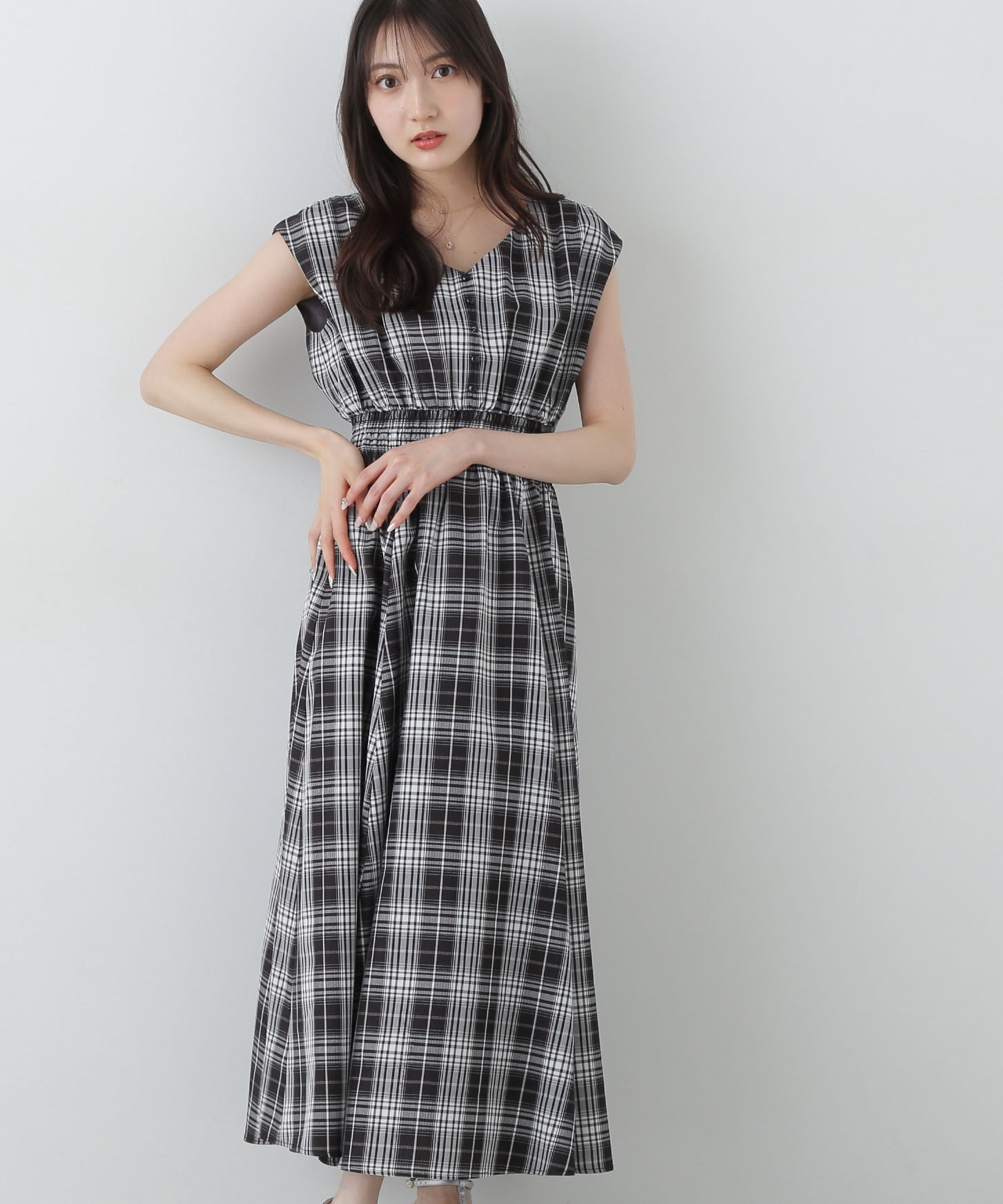 PROPORTION BODY DRESSING「ウエストシャーリングVネックワンピース」|ワンピース|