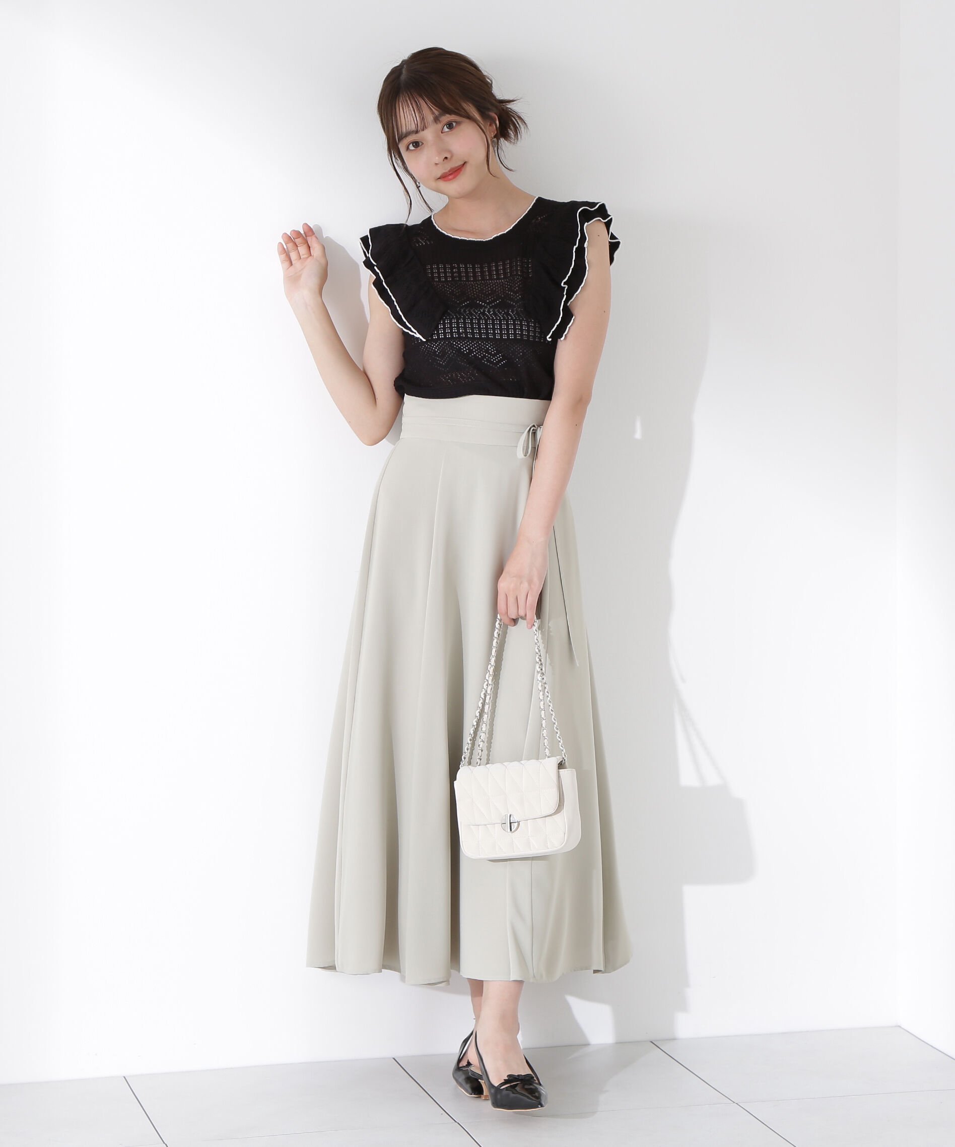 PROPORTION BODY DRESSING「リボン付きロングフレアスカート」|スカート|