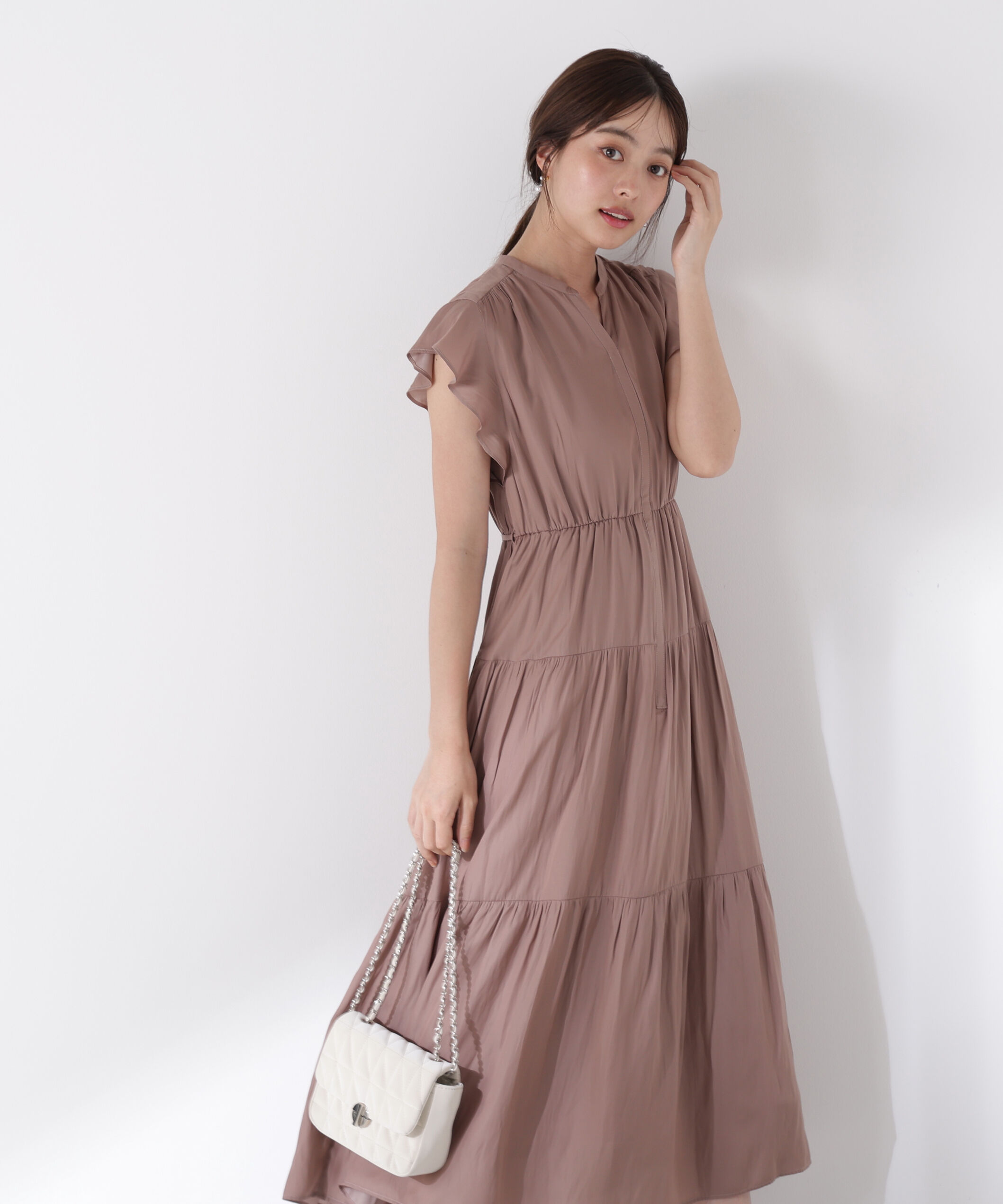 PROPORTION BODY DRESSING「リボン付きギャザーワンピース」|ワンピース|