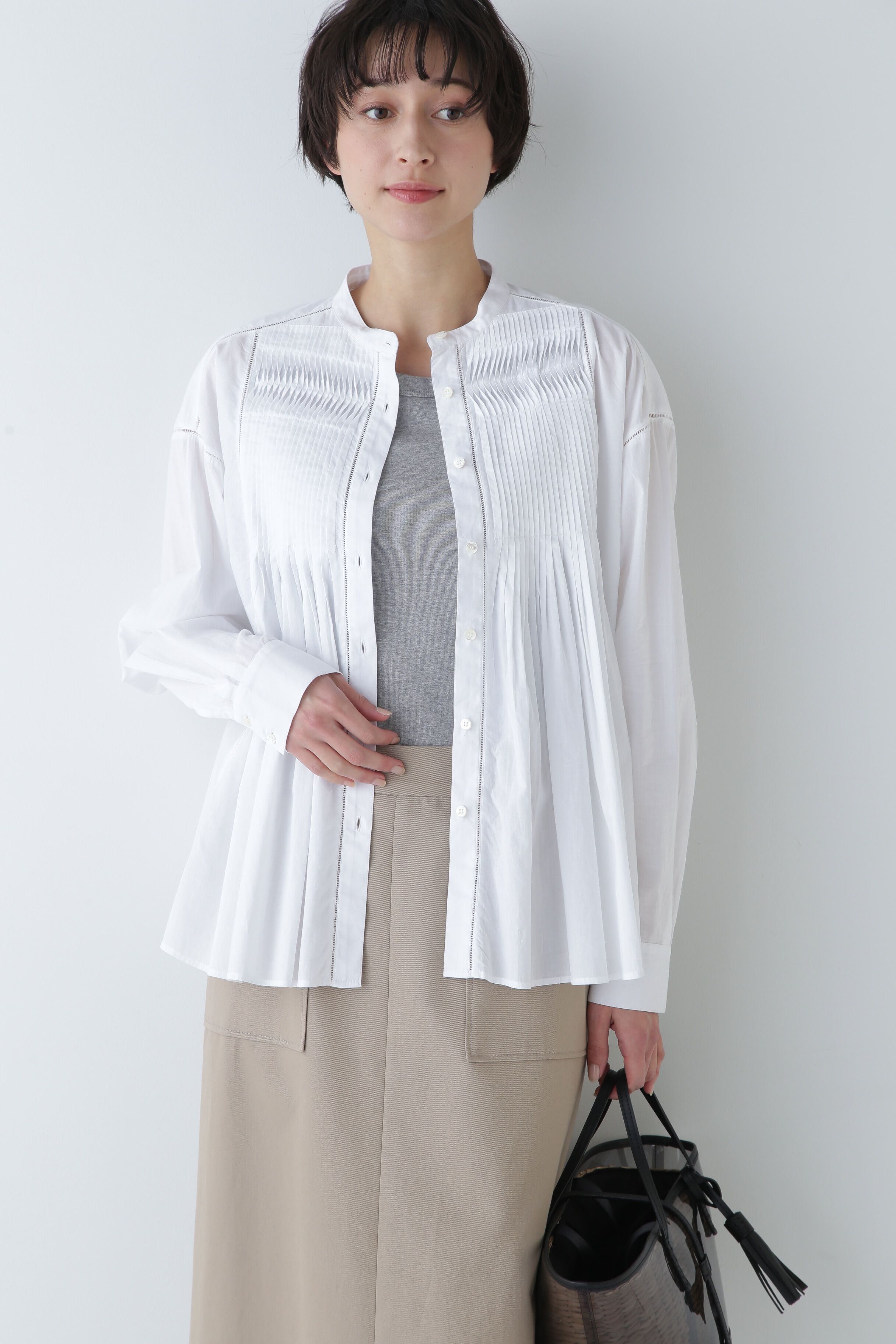  「◆インド綿ピンタックブラウス」|シャツ・ブラウス|ホワイト