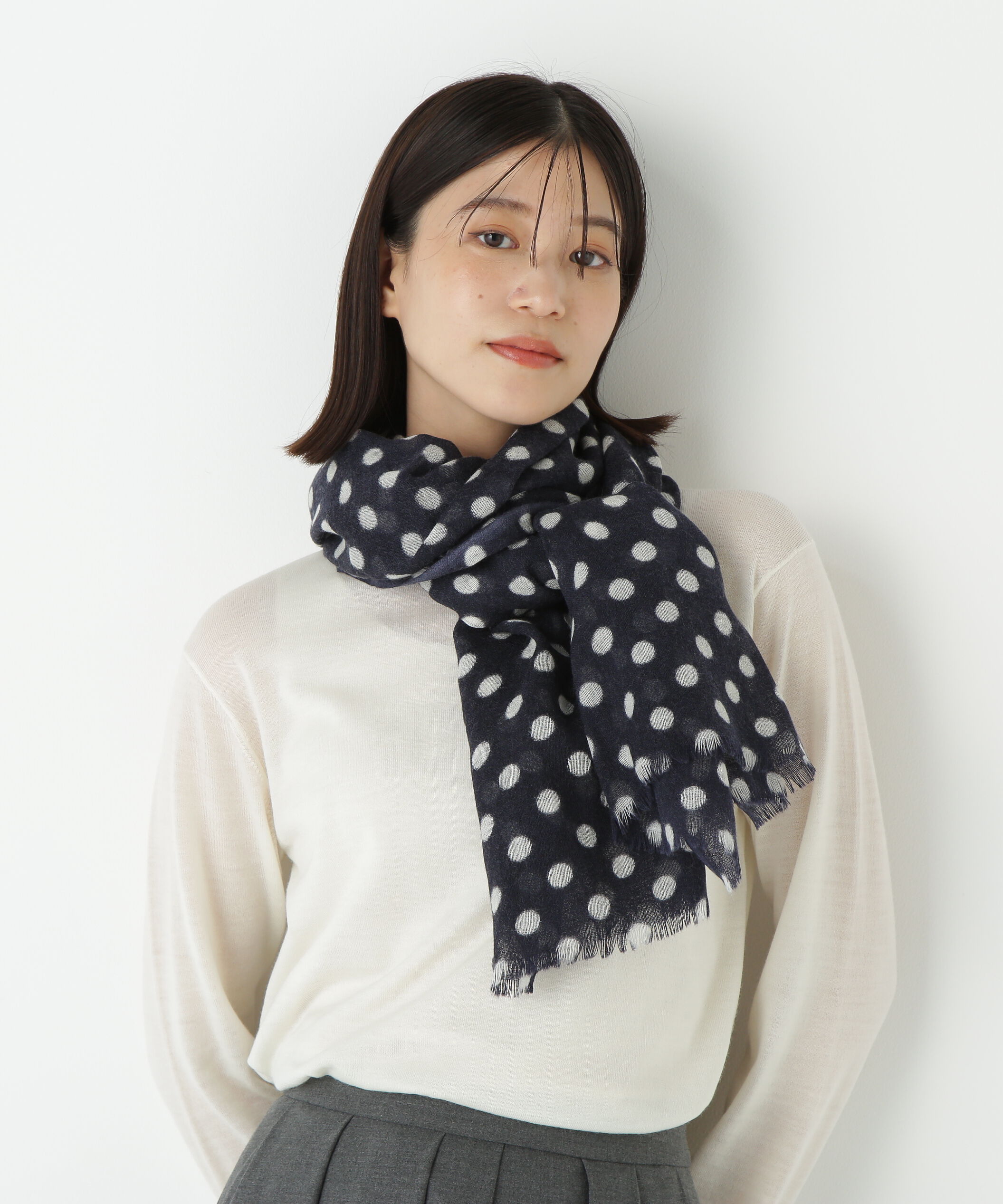  「◆ドットストール」|バンダナ・スカーフ|ネイビードッ 3