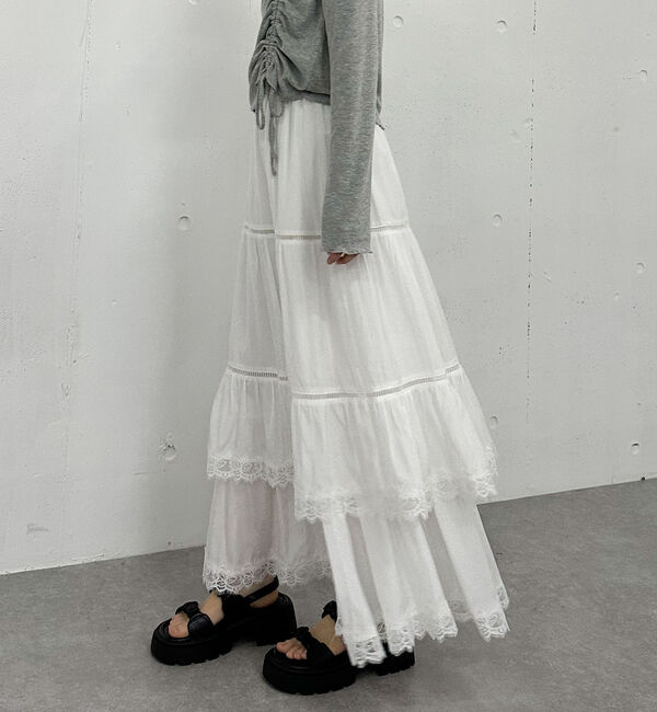 archives「レーストリミングティアードスカート」|スカート|