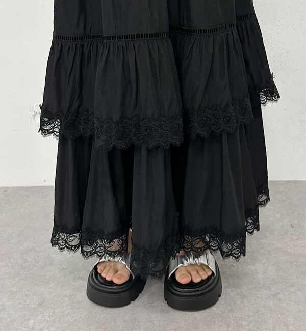 archives「レーストリミングティアードスカート」|スカート|