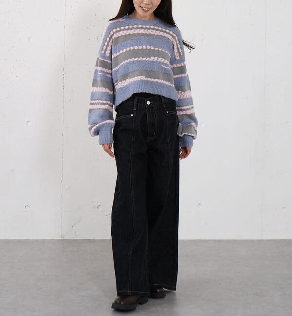 archives「ロゴ刺繍ワイドデニム」|デニム|