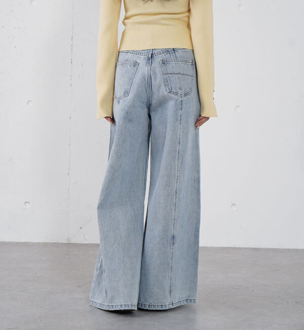 archives「ロゴ刺繍ワイドデニム」|デニム|BLUE