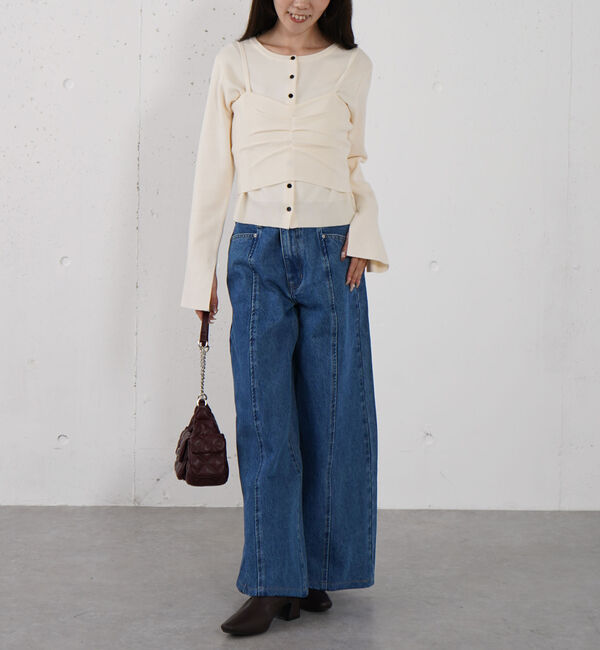 archives「ロゴ刺繍ワイドデニム」|デニム|