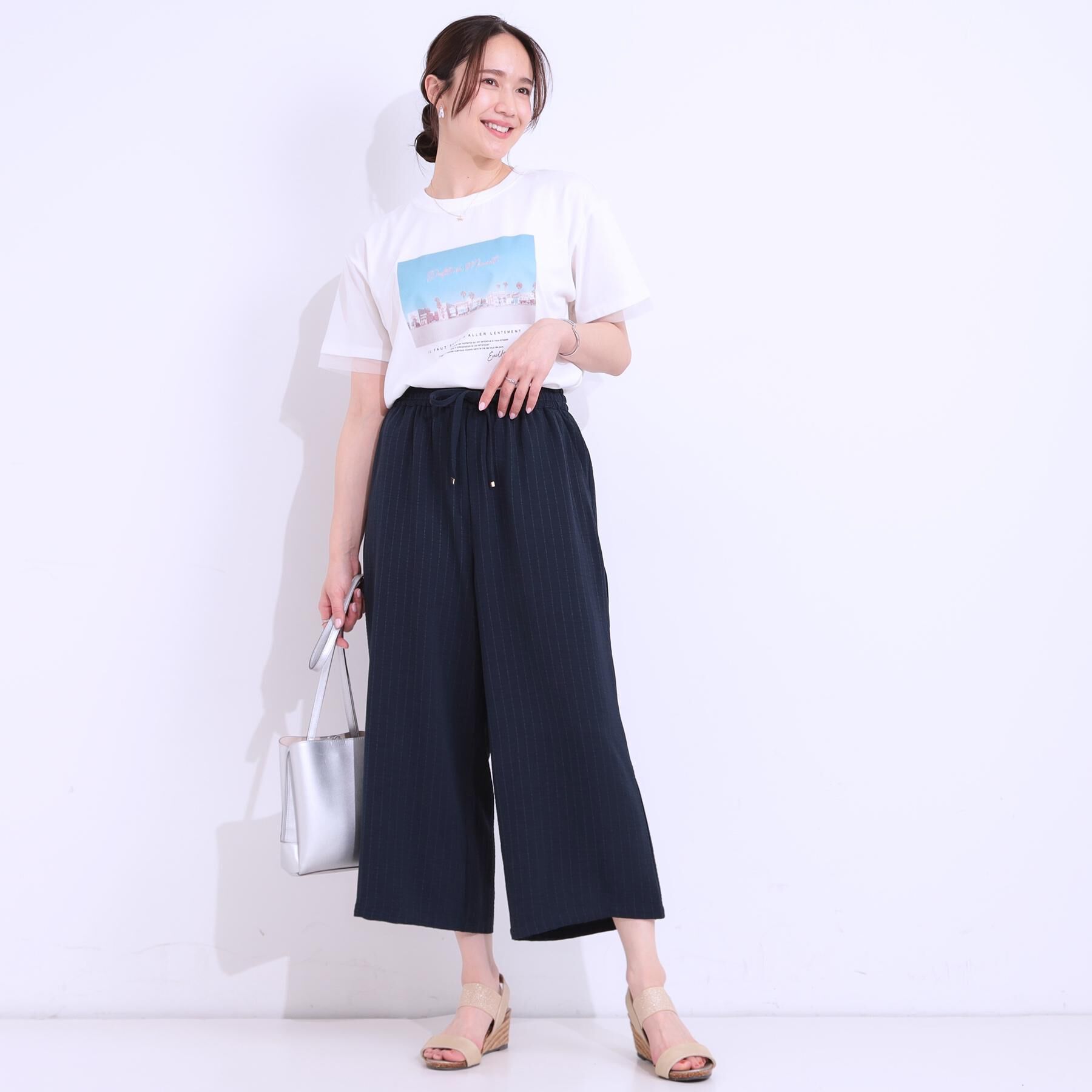 SHOO･LA･RUE「【着丈選べる/ひんやり】ストライプ見えイージーワイドパンツ」|その他|