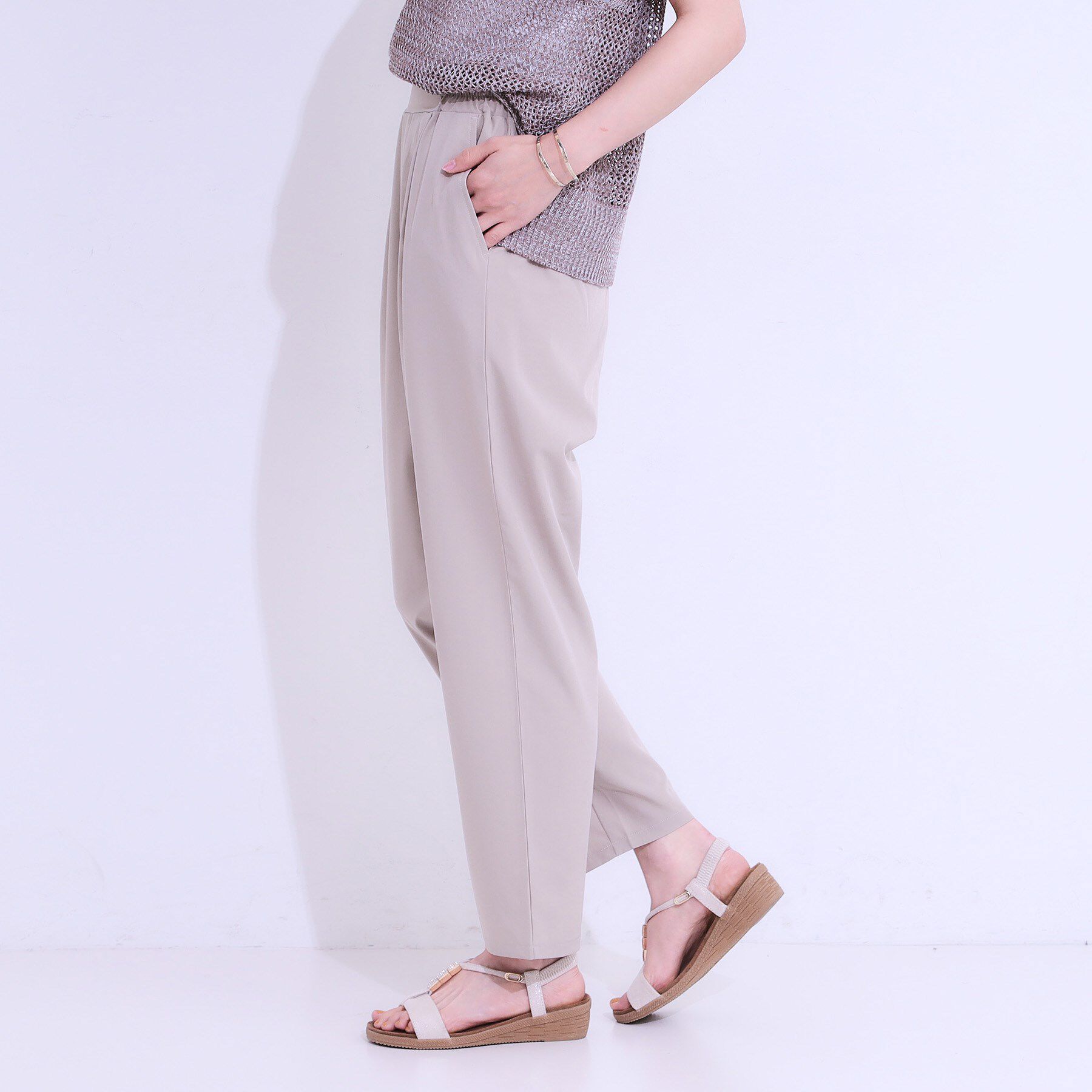 SHOO･LA･RUE「【SS-3L/ひんやり/吸水速乾/UV】軽量でさらりと穿ける テーパードパンツ」|その他|