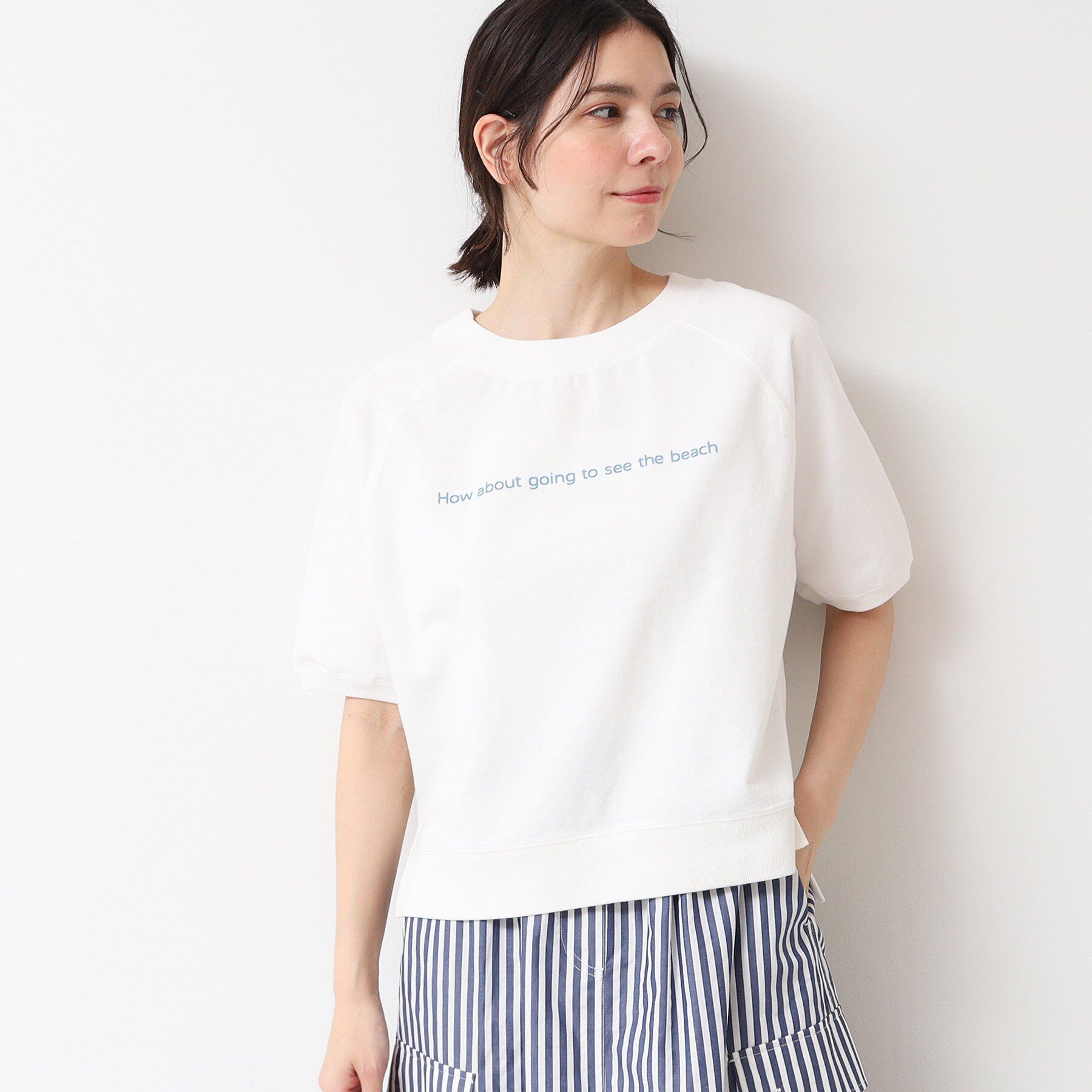 Dessin「【洗える】クロップド丈ロゴ半袖カットソー（S～L）」|Tシャツ・カットソー|