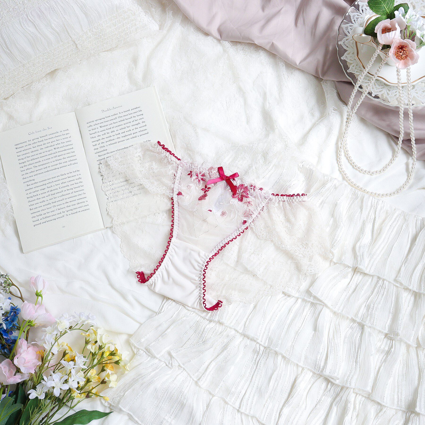 Risa Magli「ハーパー レースショーツ」|インナー|レッド(061)