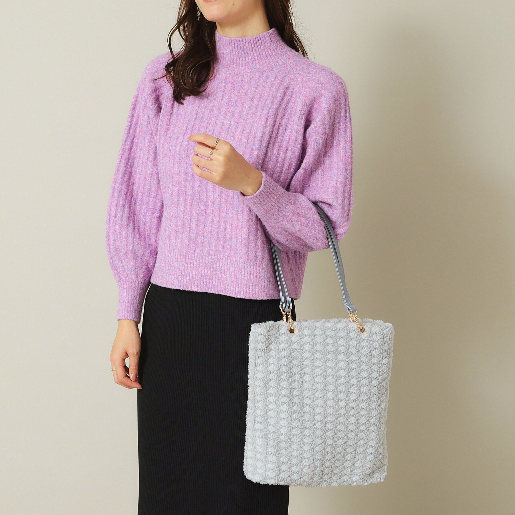 ITS&rsquo;DEMO「【ハンドル着脱可】合皮ハンドルボアトート」|トートバッグ|ライトグレー(011