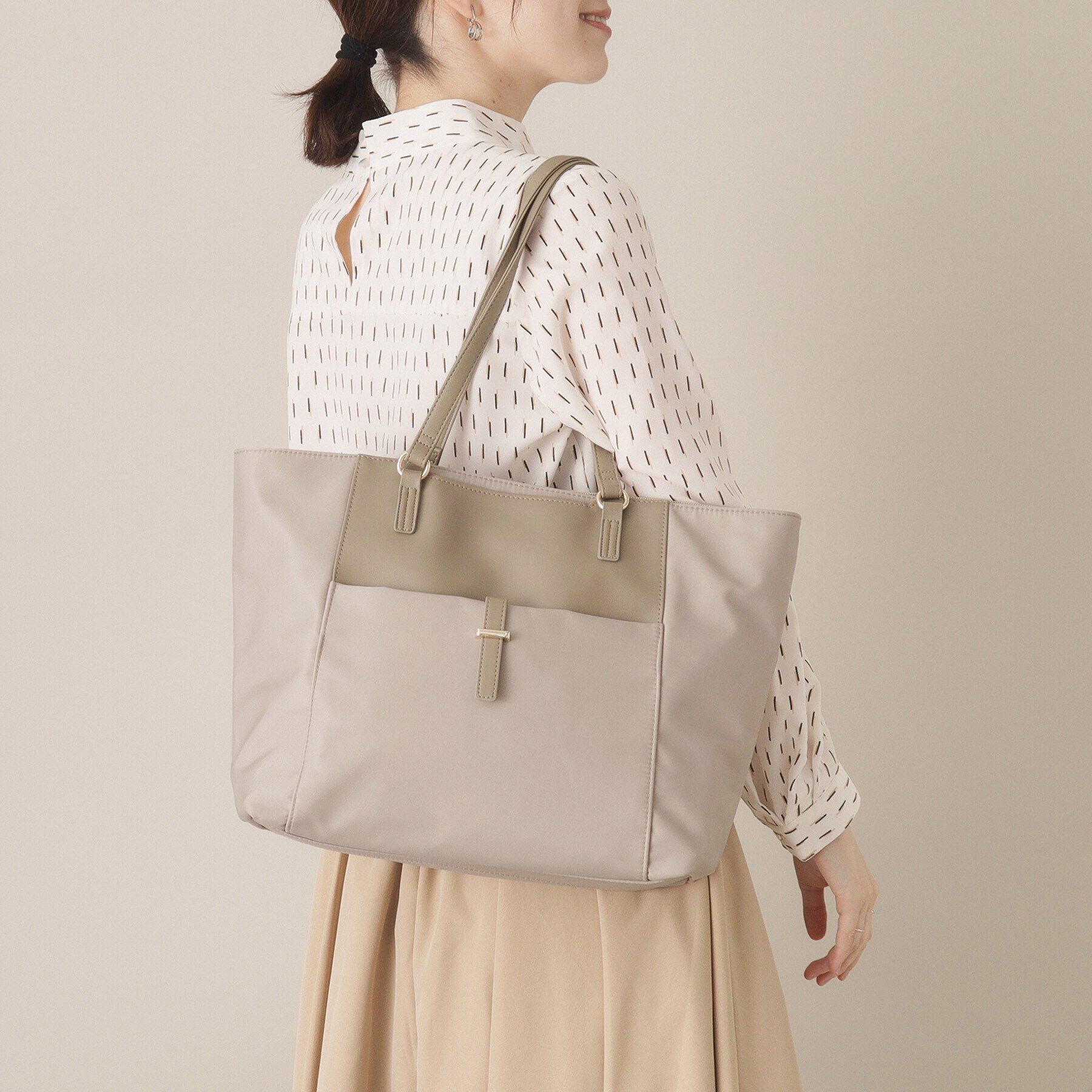 ITS&rsquo;DEMO「【通勤／11ポケット】人間工学コンビA4トート」|トートバッグ|ピンクベージュ(05