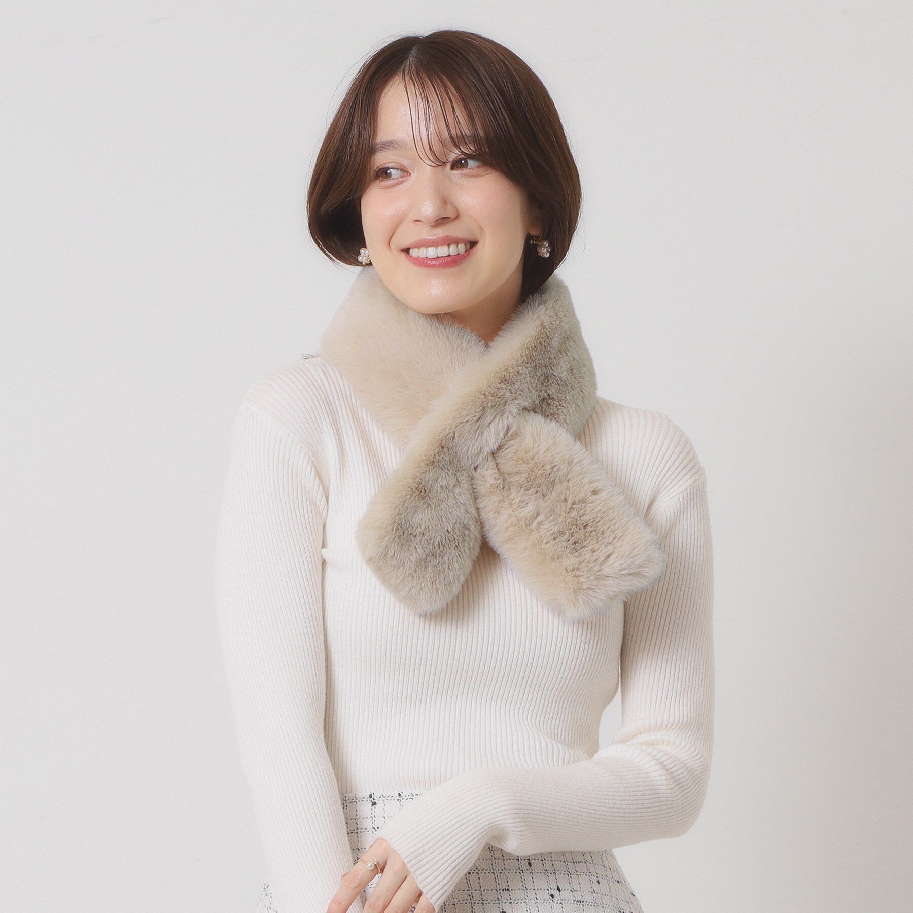 ITS&rsquo;DEMO「【6色展開】ミニファーマフラー」|ストール|