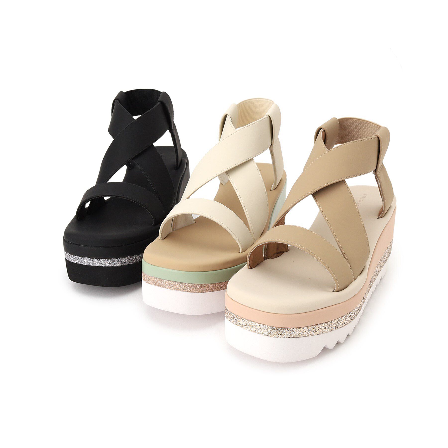 ESPERANZA「カラーコンビウエッジクロスゴムベルトスポサン」|サンダル|