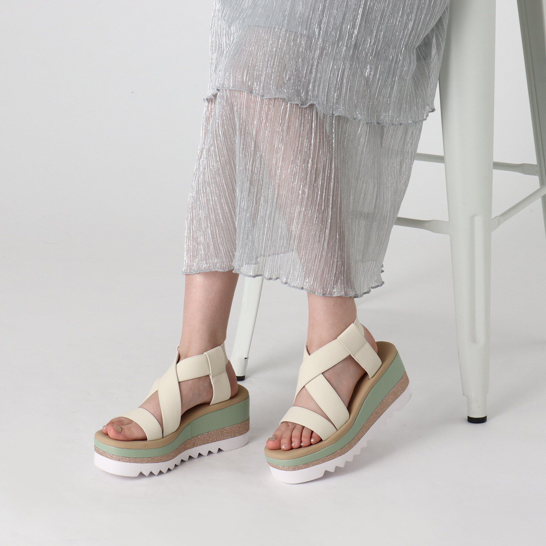 ESPERANZA「カラーコンビウエッジクロスゴムベルトスポサン」|サンダル|