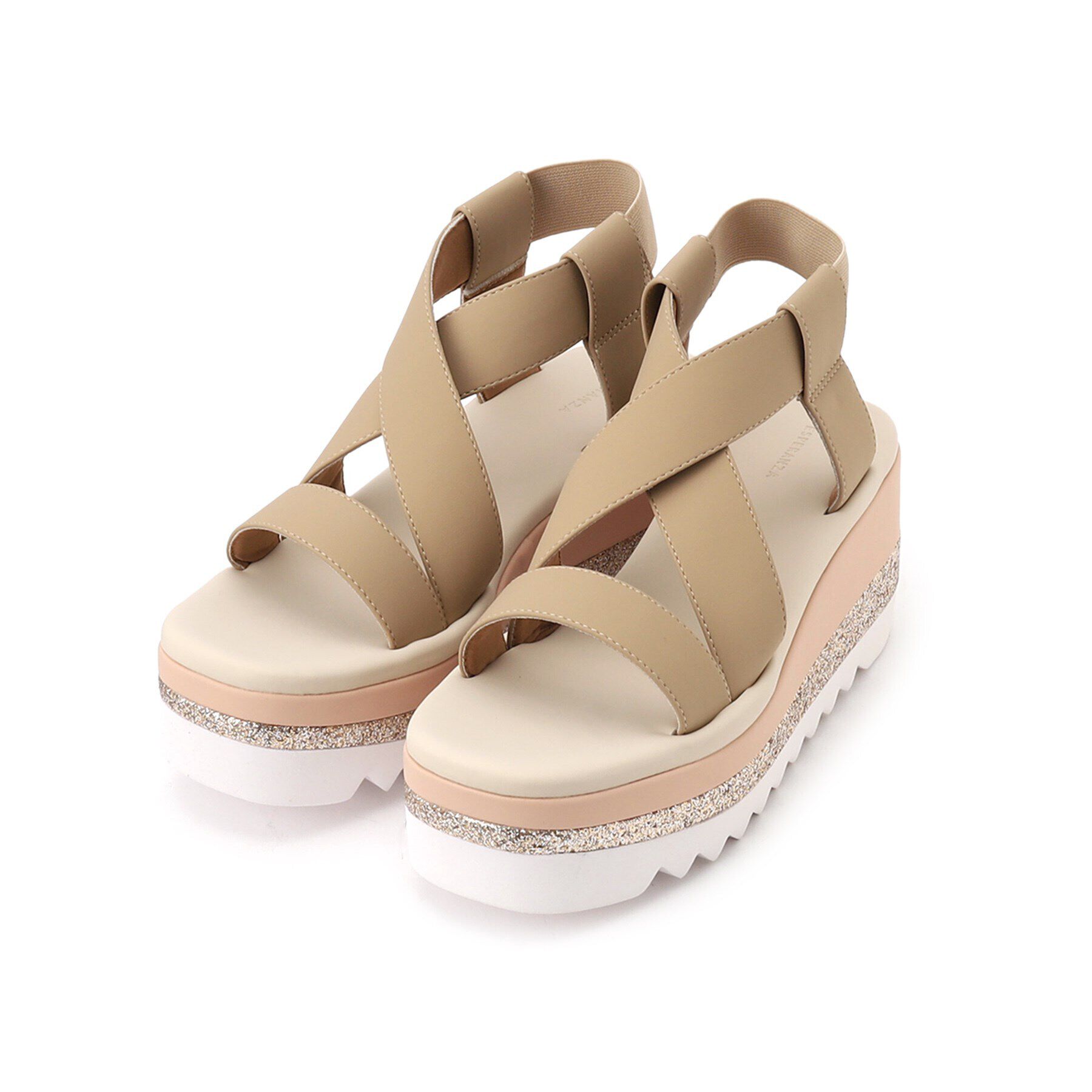 ESPERANZA「カラーコンビウエッジクロスゴムベルトスポサン」|サンダル|ﾋﾟﾝｸ(972)