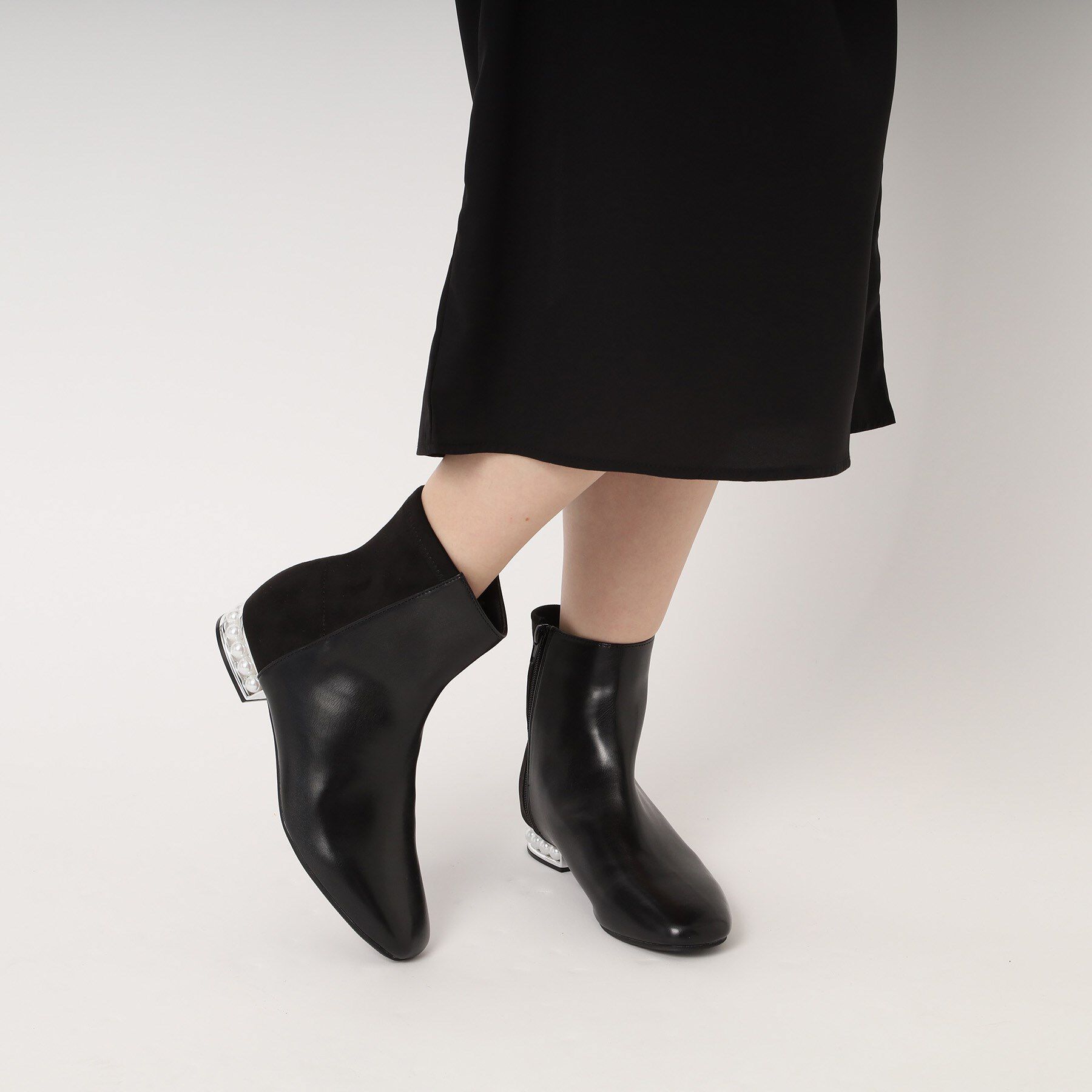 ESPERANZA「パール調ヒールショートブーツ」|ショートブーツ|