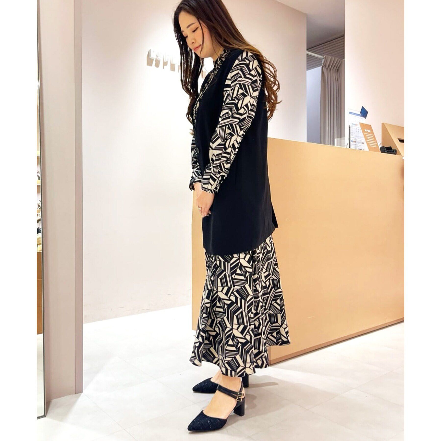 ESPERANZA「アンクルストラップ付ツイードセパレートパンプス」|パンプス|