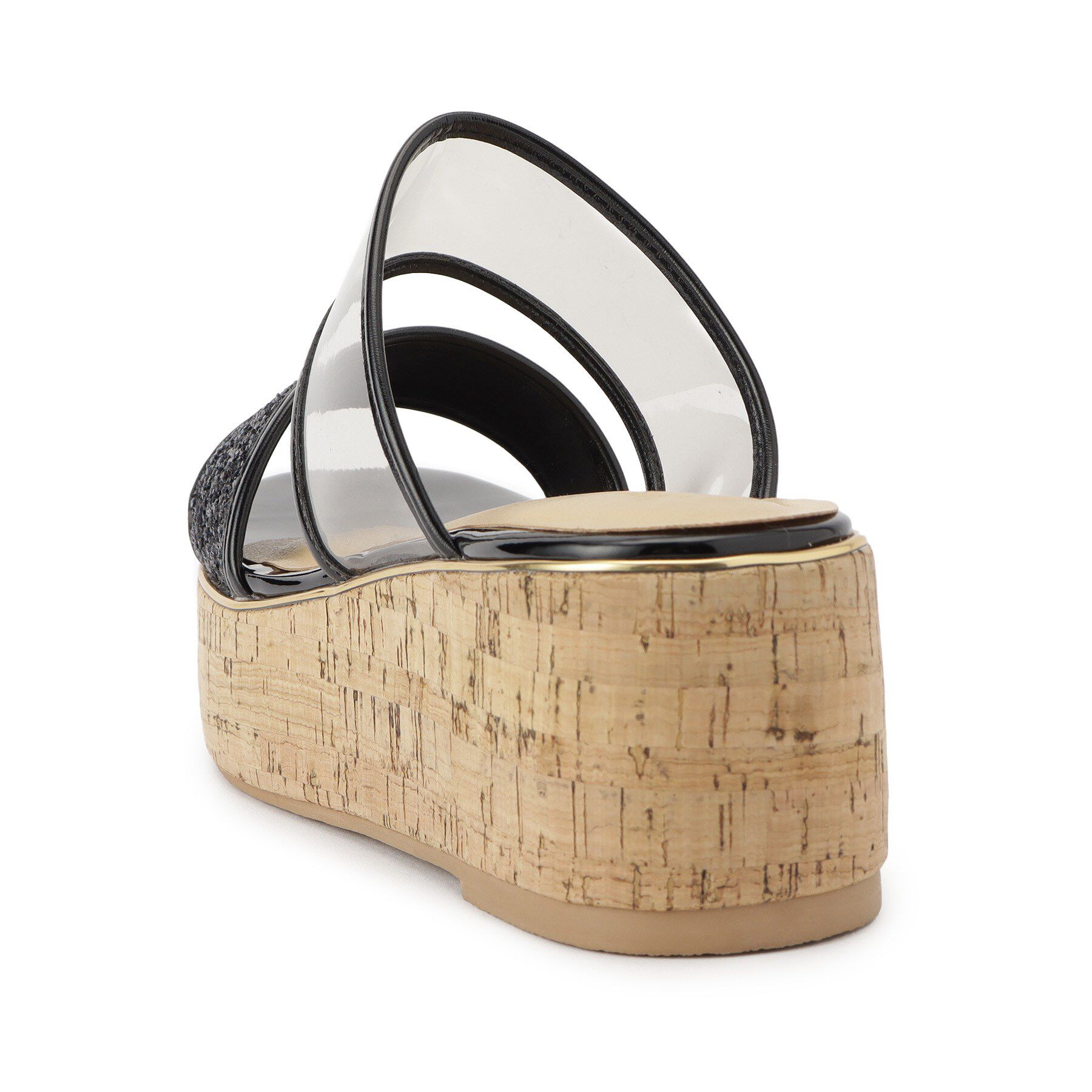 ESPERANZA「グリッター&times;クリアベルト 厚底コルクサンダル」|サンダル|